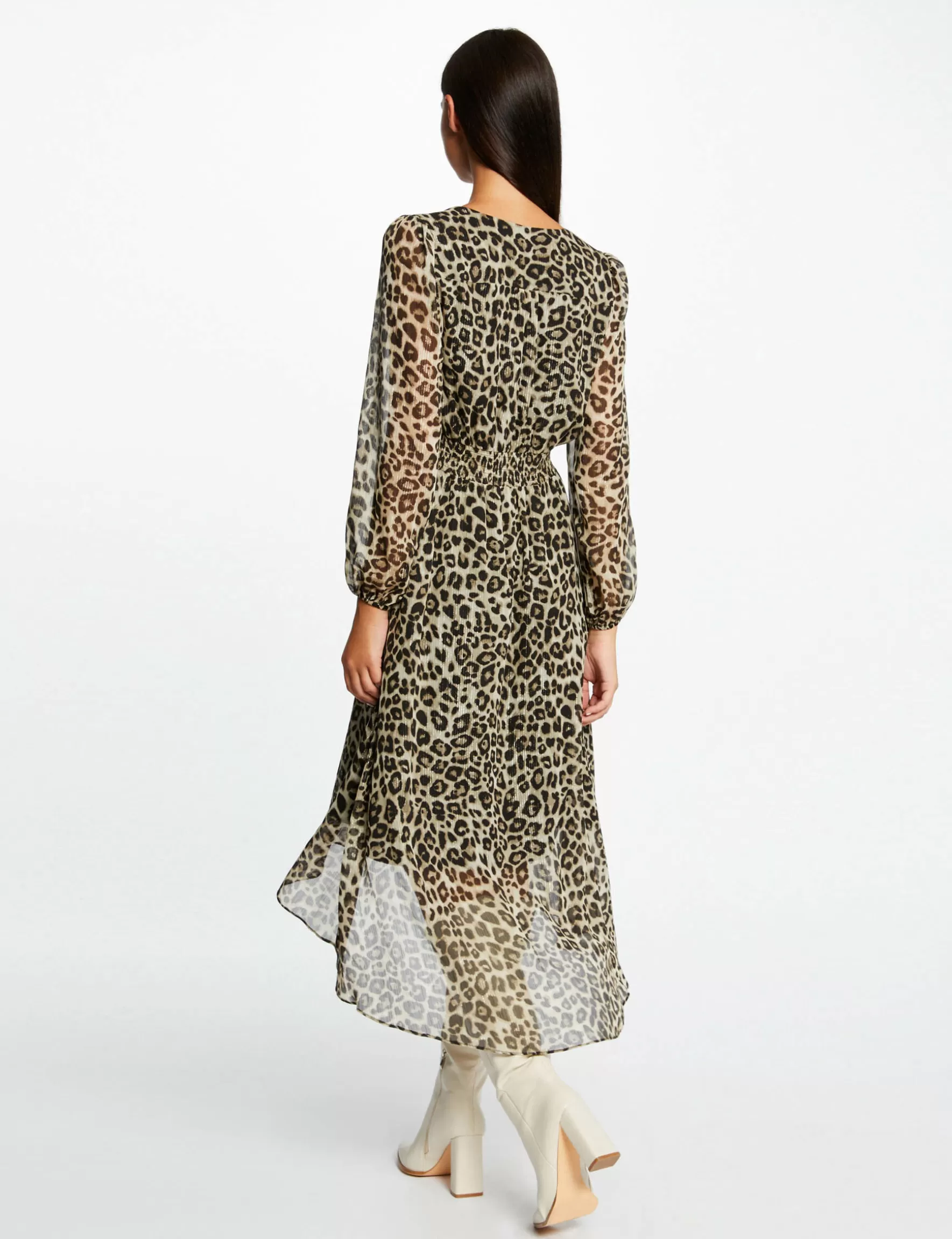 Clothes MORGAN ^Midi wrap dress leopard print ladies' multico