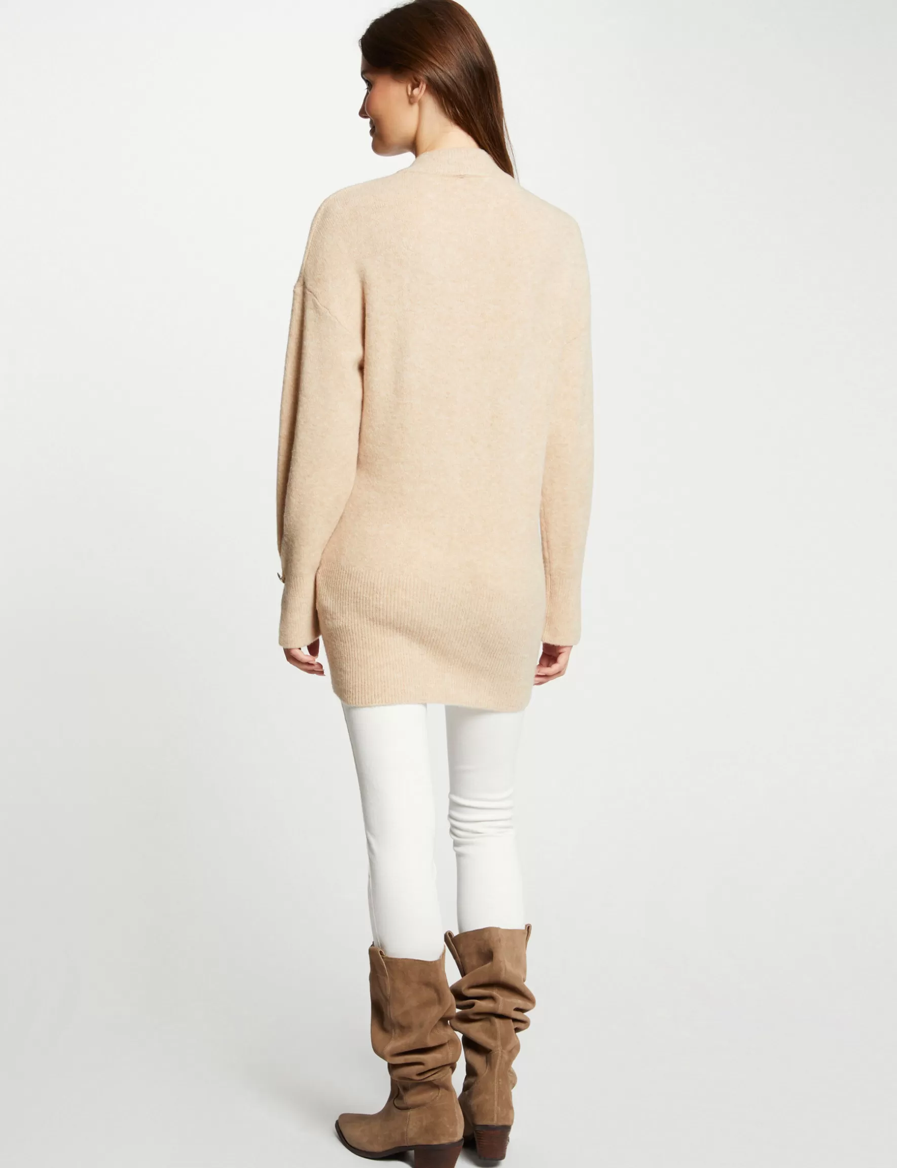 Clothes MORGAN ^Mid-length jumper with long sleeves ladies' beige