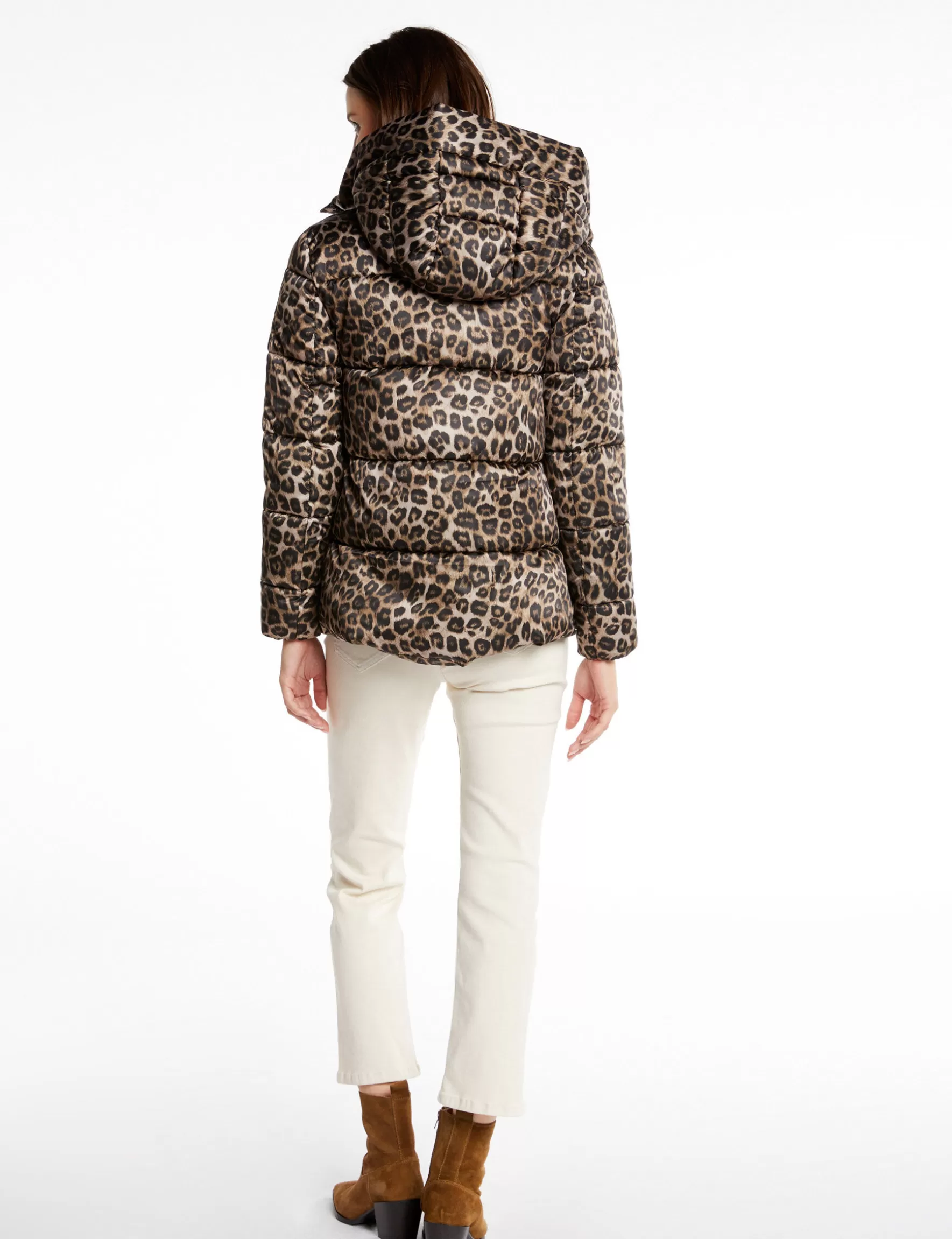 Clothes MORGAN ^Padded jacket leopard print with hood ladies' multico