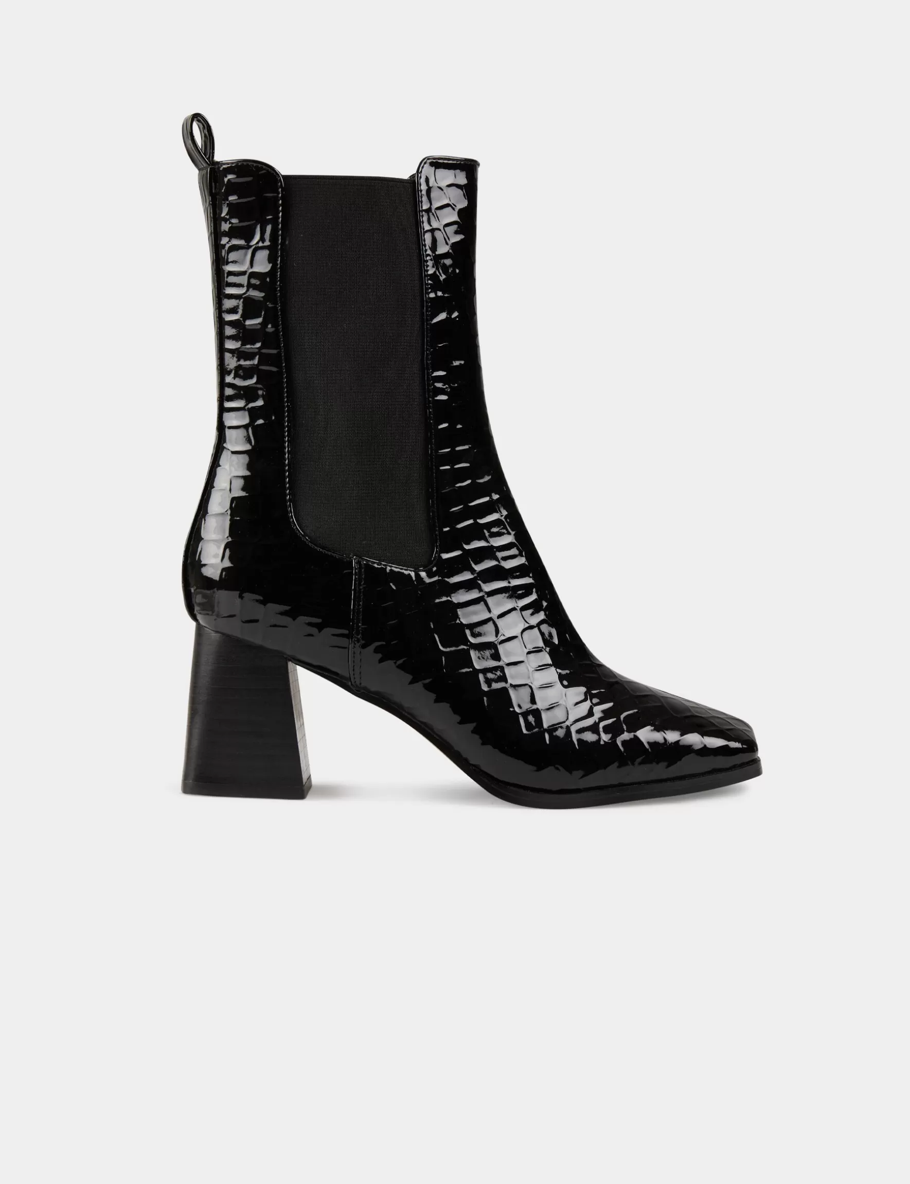 Accessories MORGAN ^Patent croc effect boots with heels ladies' black