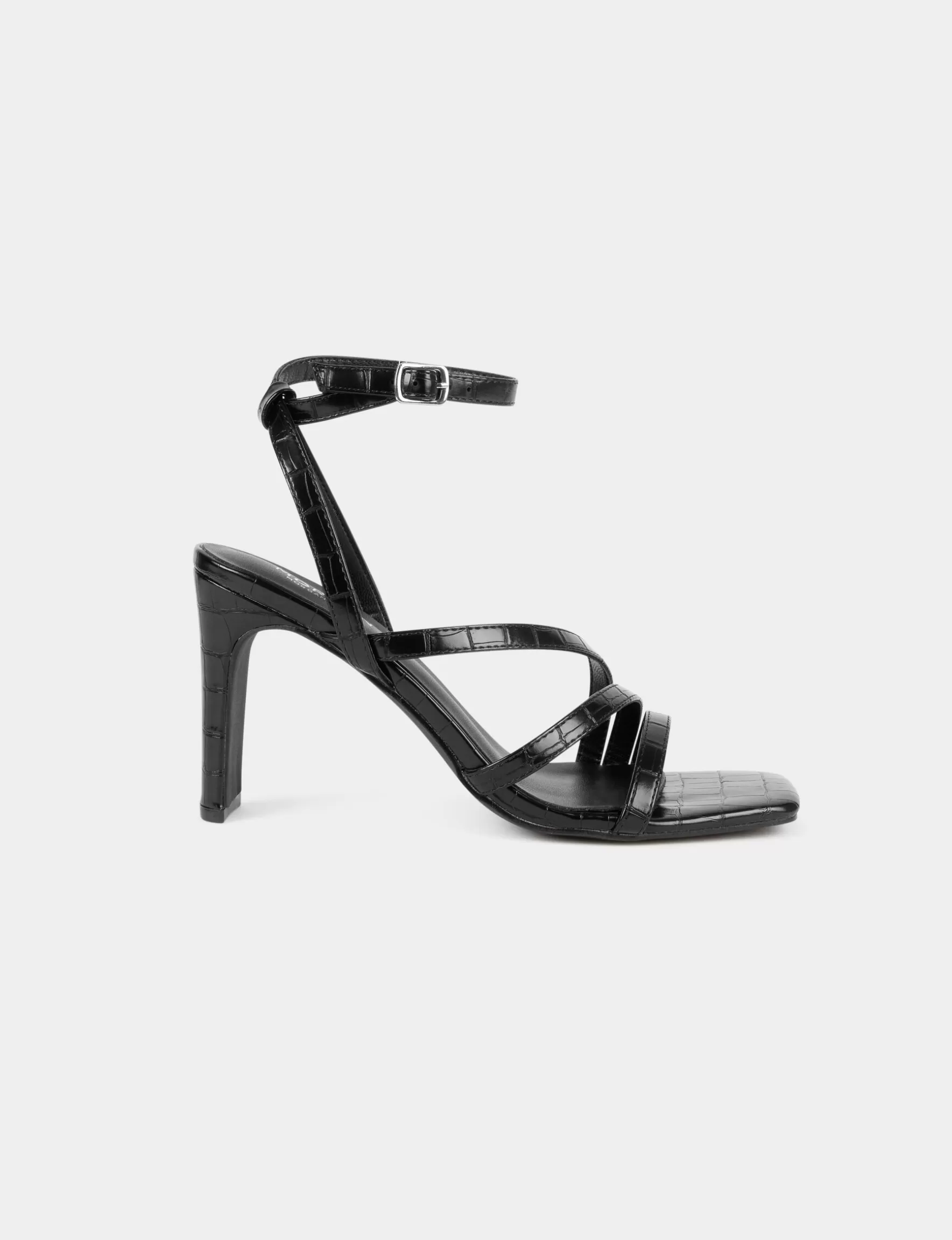 Accessories MORGAN ^Patent croc sandals with heels ladies' black