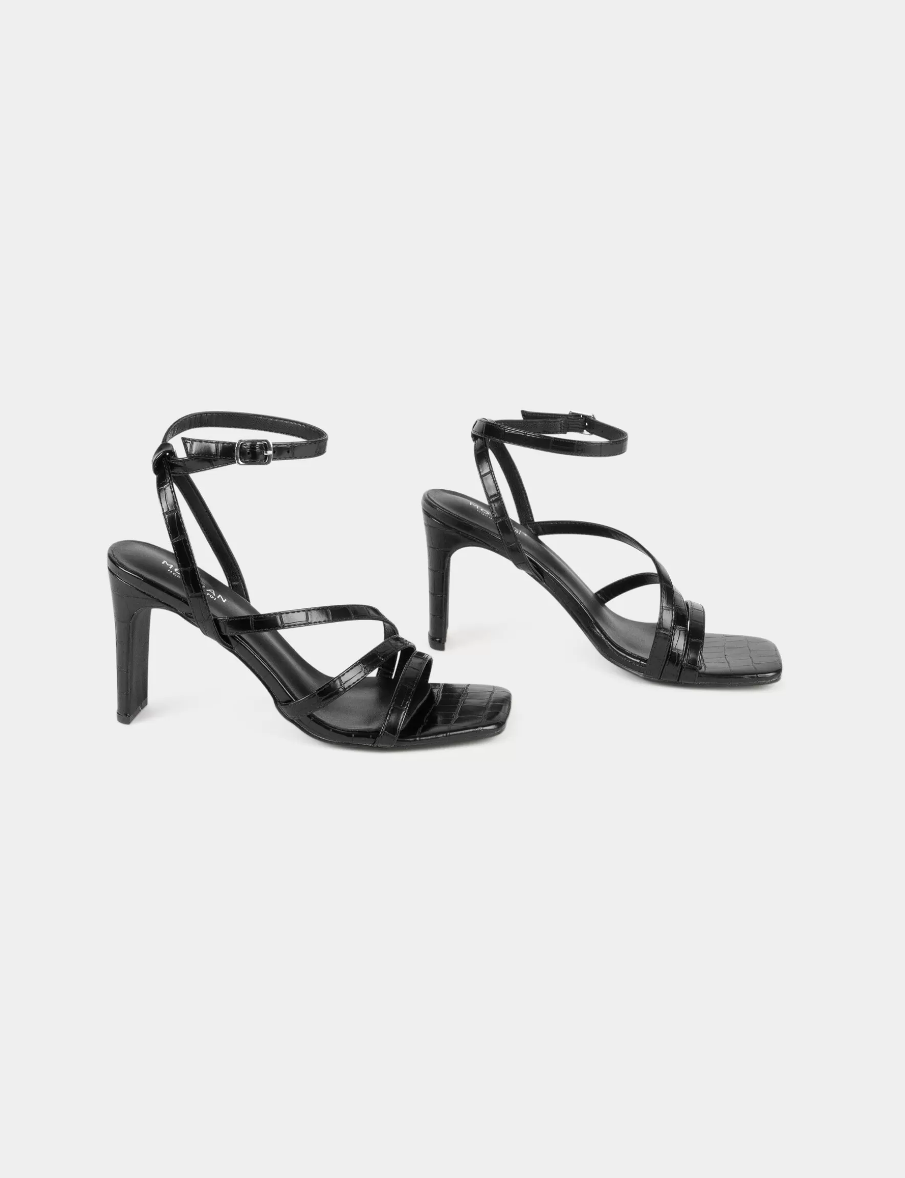 Accessories MORGAN ^Patent croc sandals with heels ladies' black