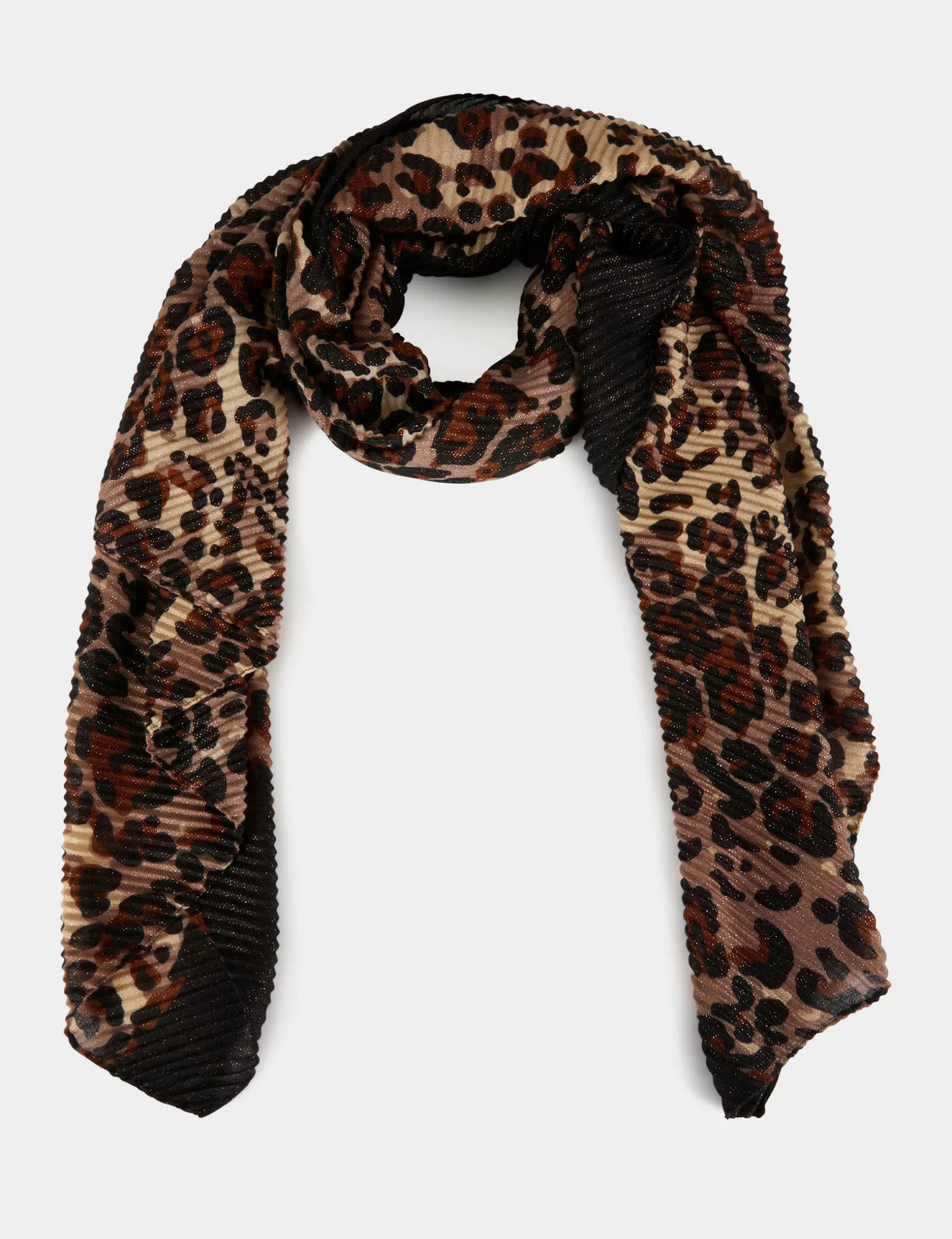 Accessories MORGAN ^Pleated scarf with leopard print chestnut brown ladies' chestnut_brown