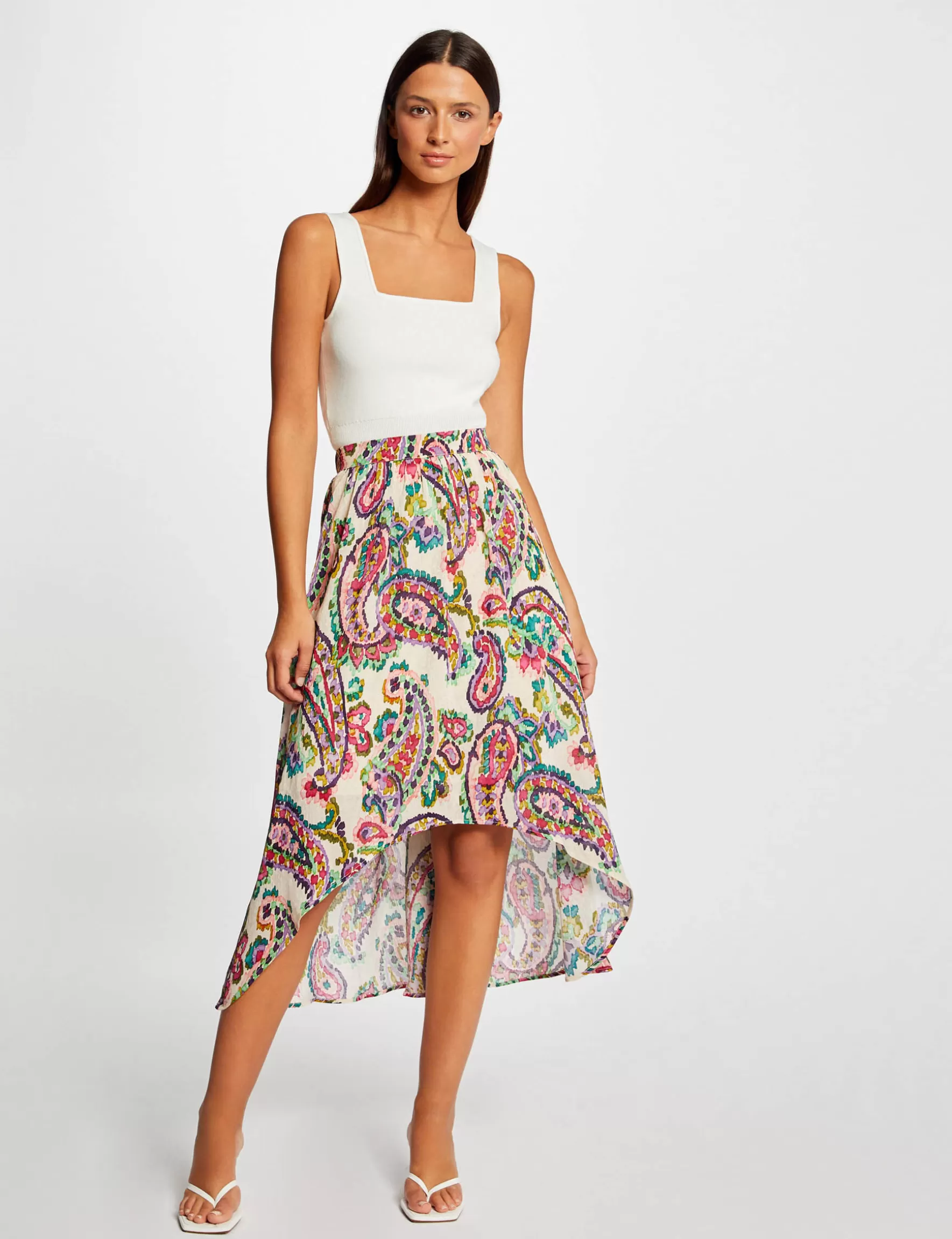 Clothes MORGAN ^Printed A-line asymmetrical skirt ladies' multico