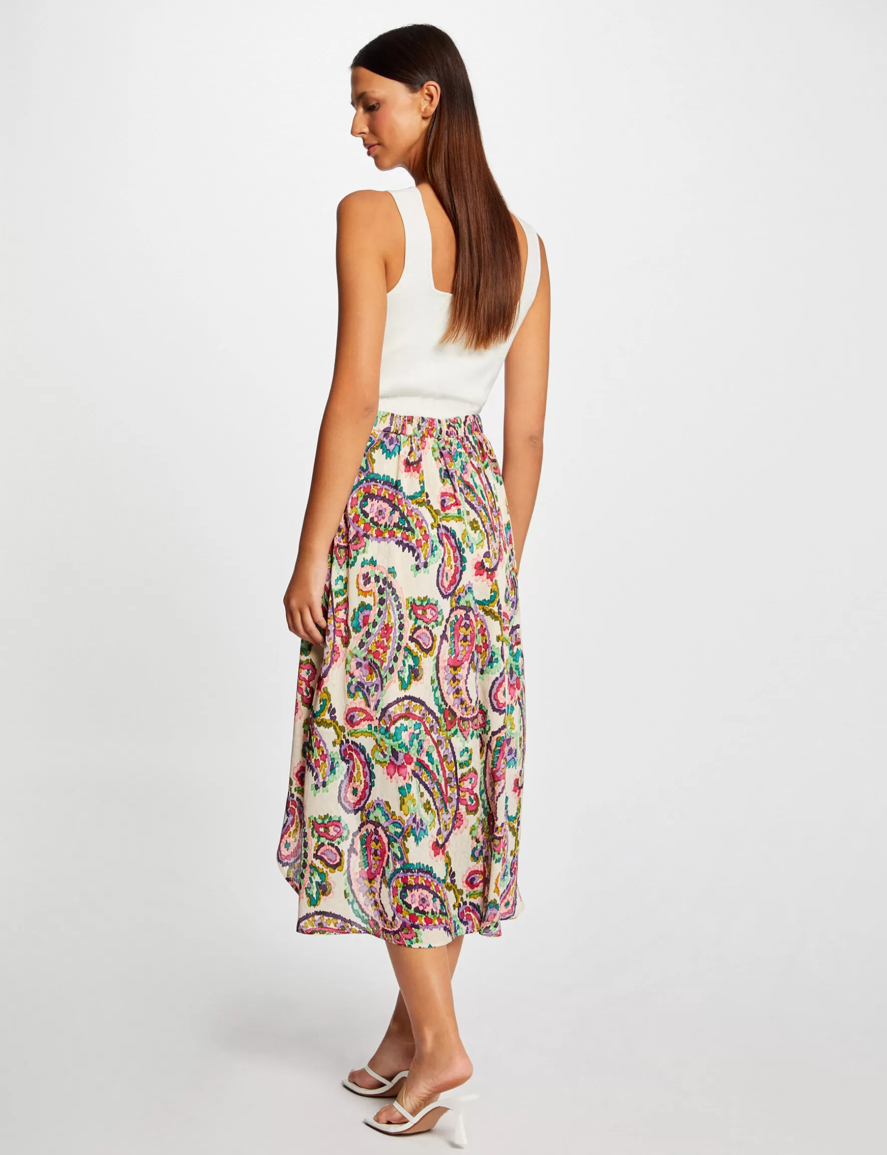 Clothes MORGAN ^Printed A-line asymmetrical skirt ladies' multico