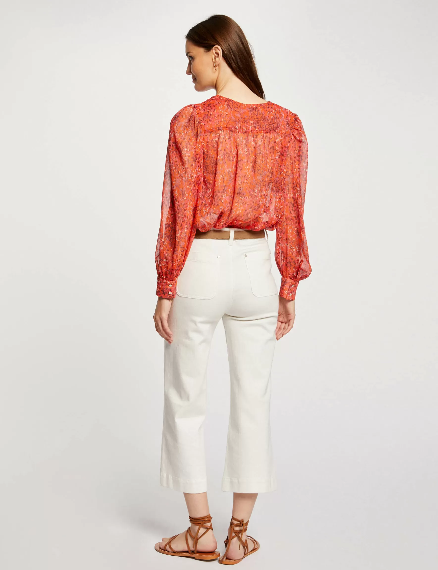 Clothes MORGAN ^Printed shirt with V-neck ladies' multico