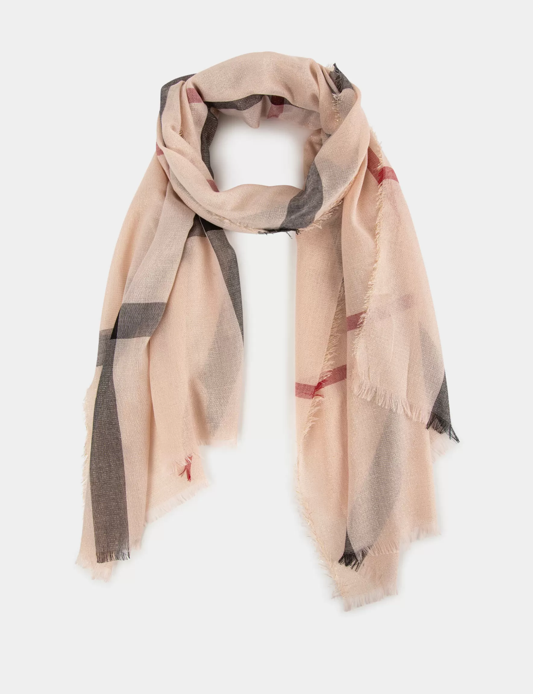 Accessories MORGAN ^Scarf metallised threads and check print pale pink ladies' pale_pink