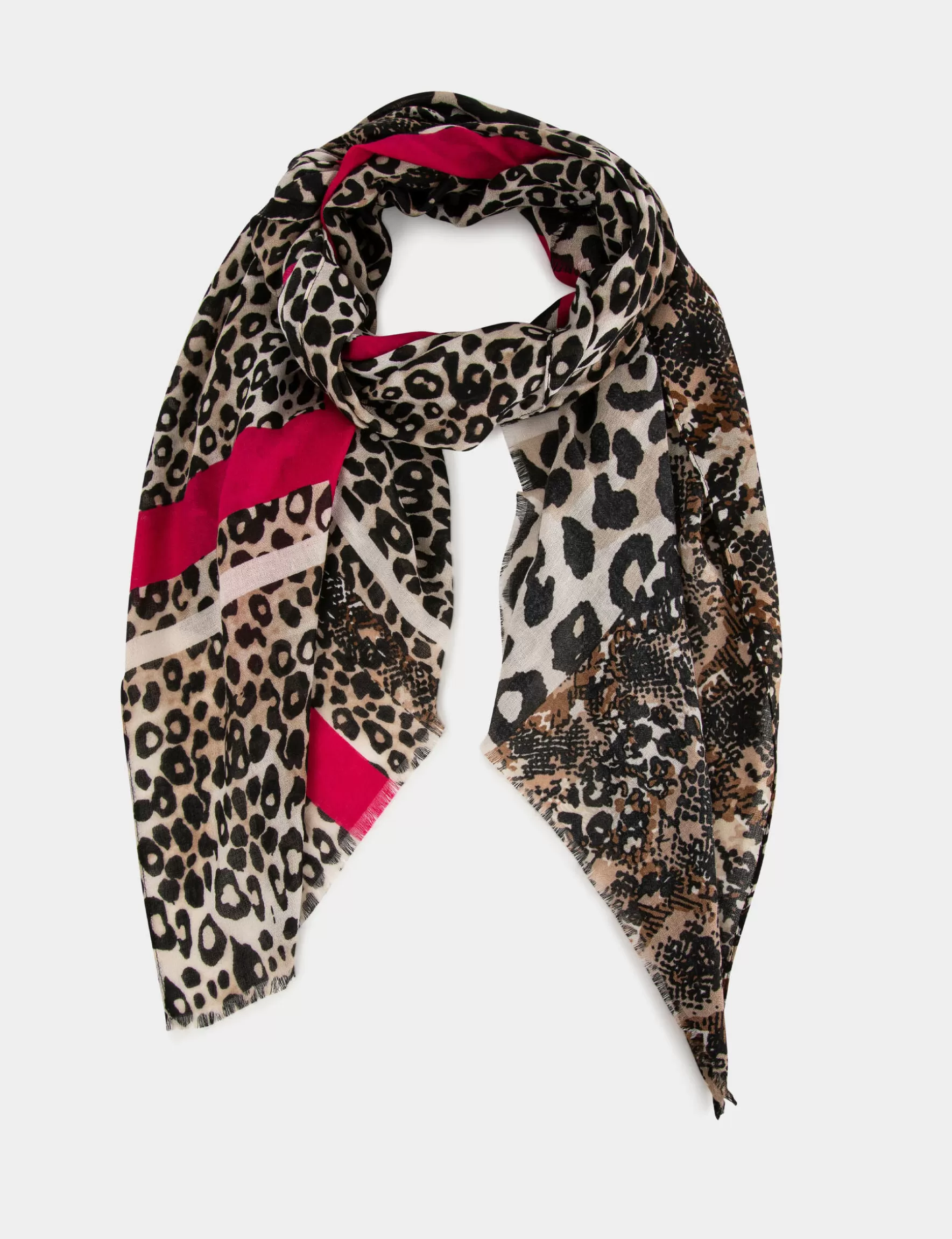 Accessories MORGAN ^Scarf with animal print chestnut brown ladies' chestnut_brown