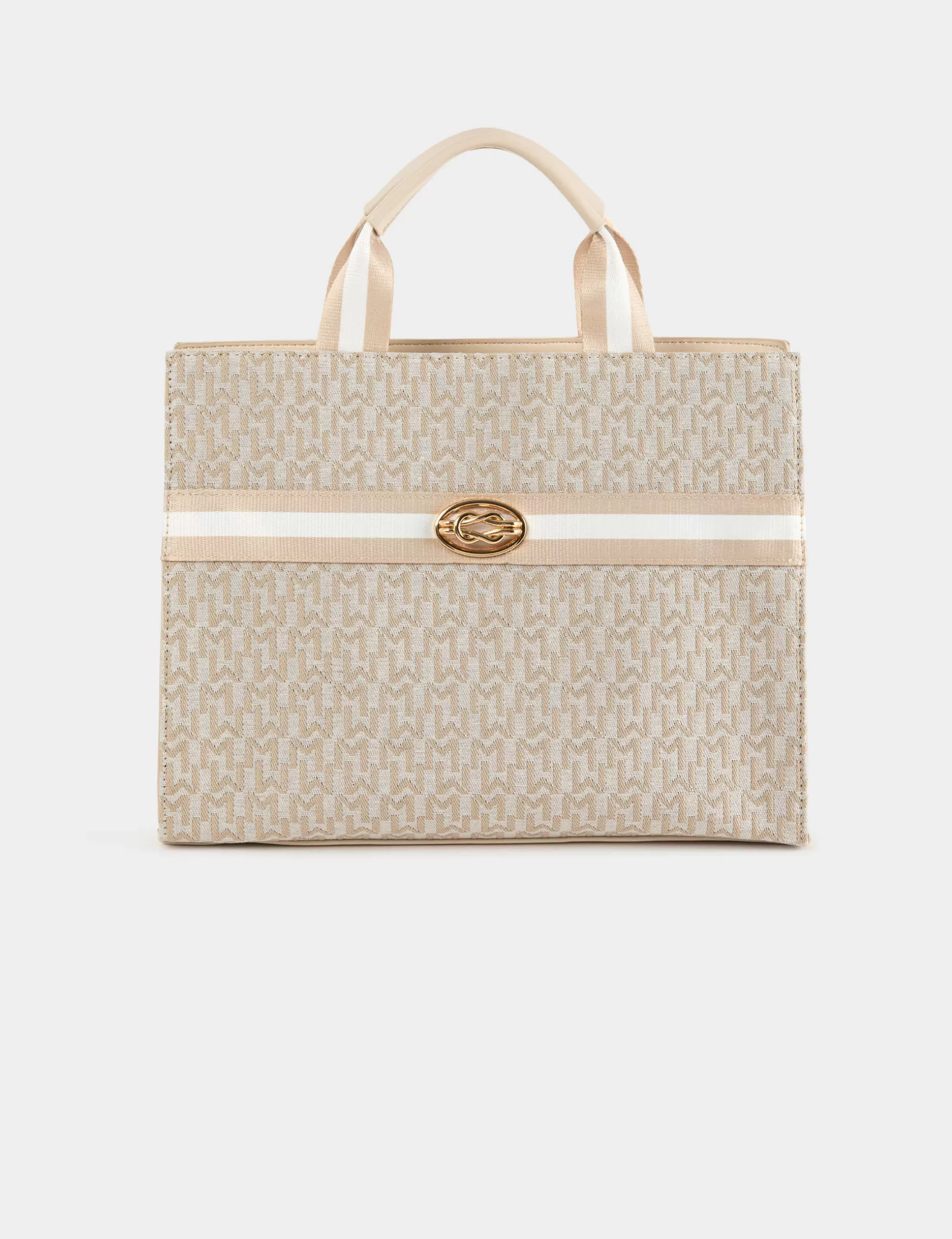 Accessories MORGAN ^Shopper bag with monogram print ladies' beige