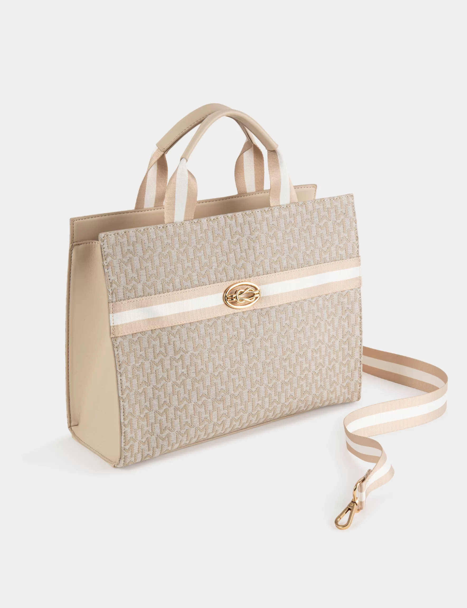 Accessories MORGAN ^Shopper bag with monogram print ladies' beige