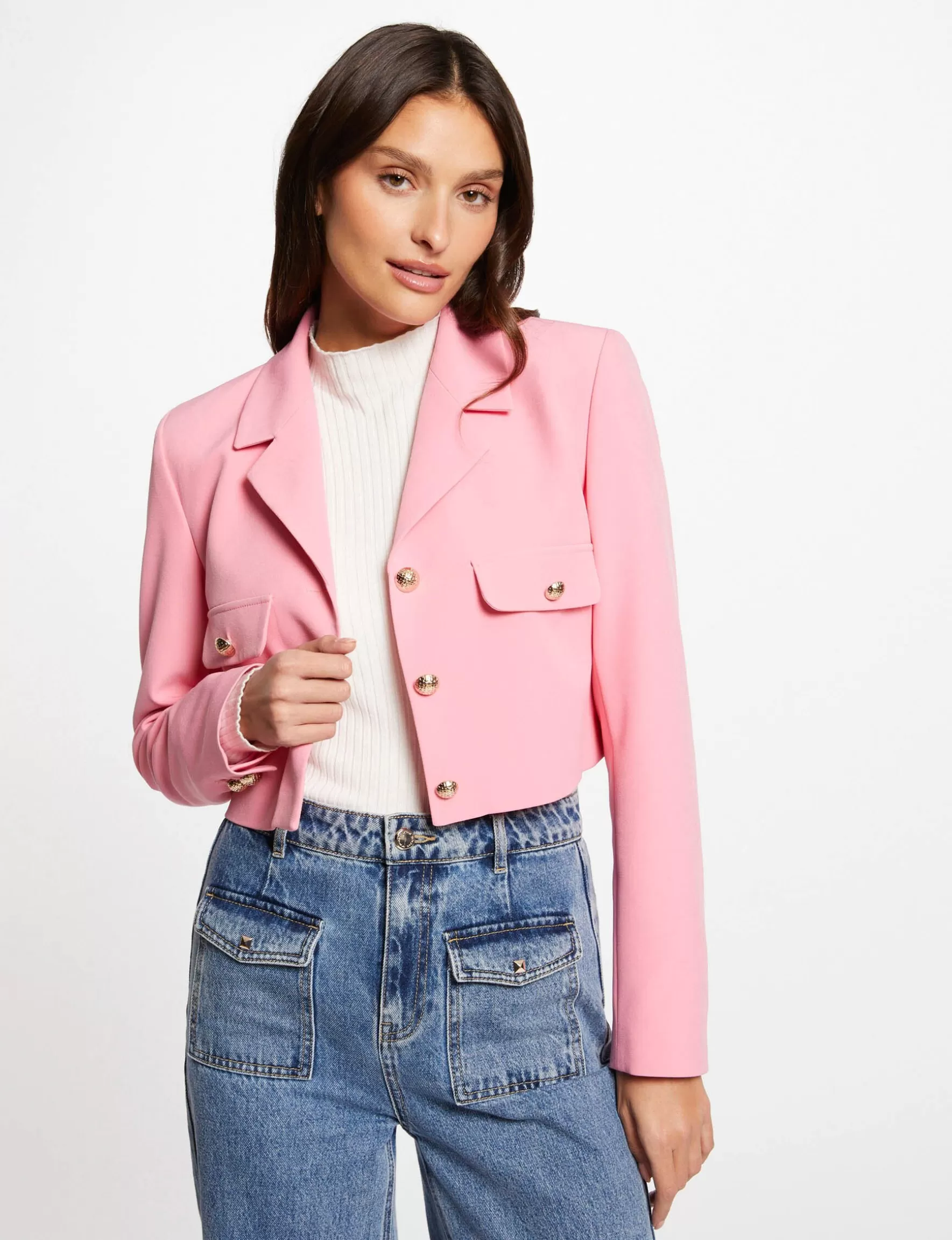 Clothes MORGAN ^Short buttoned jacket medium pink ladies' medium_pink