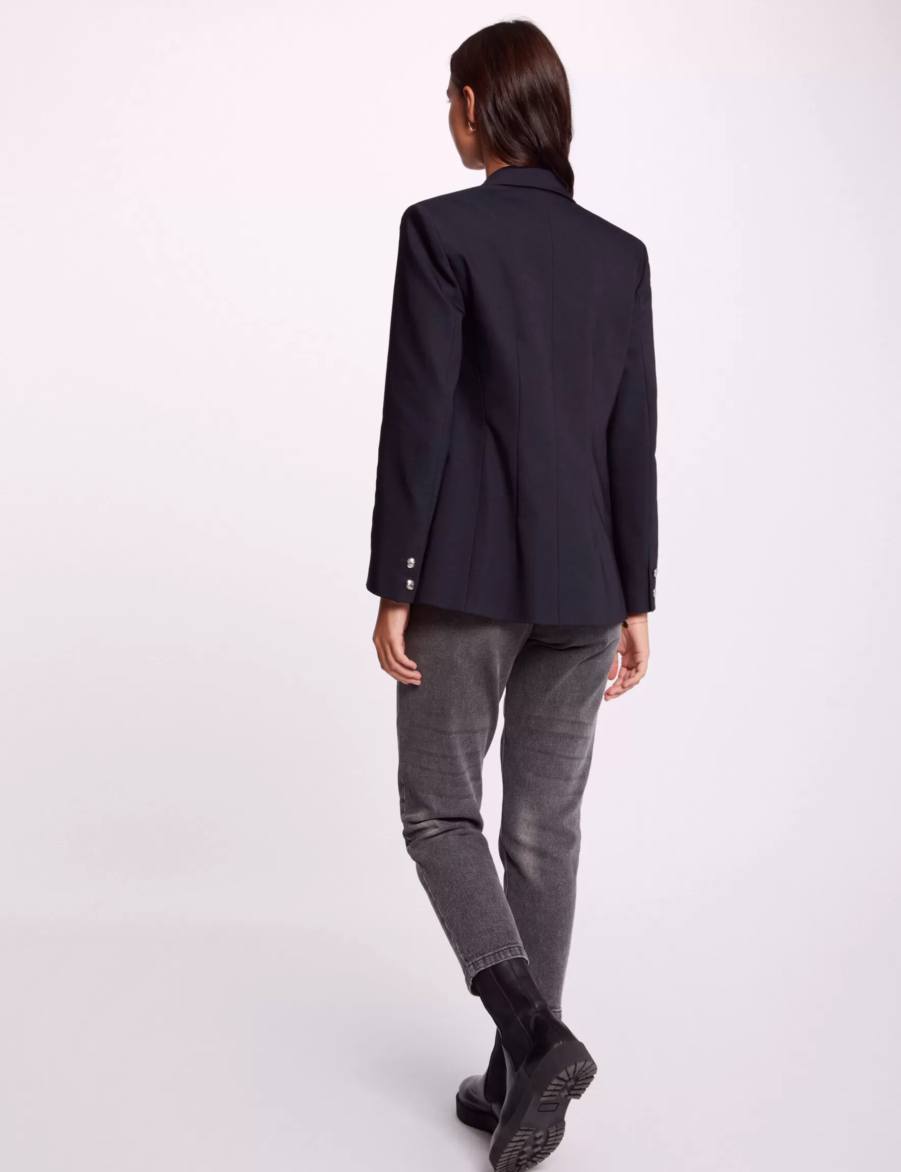 Clothes MORGAN ^Short waisted jacket ladies' navy