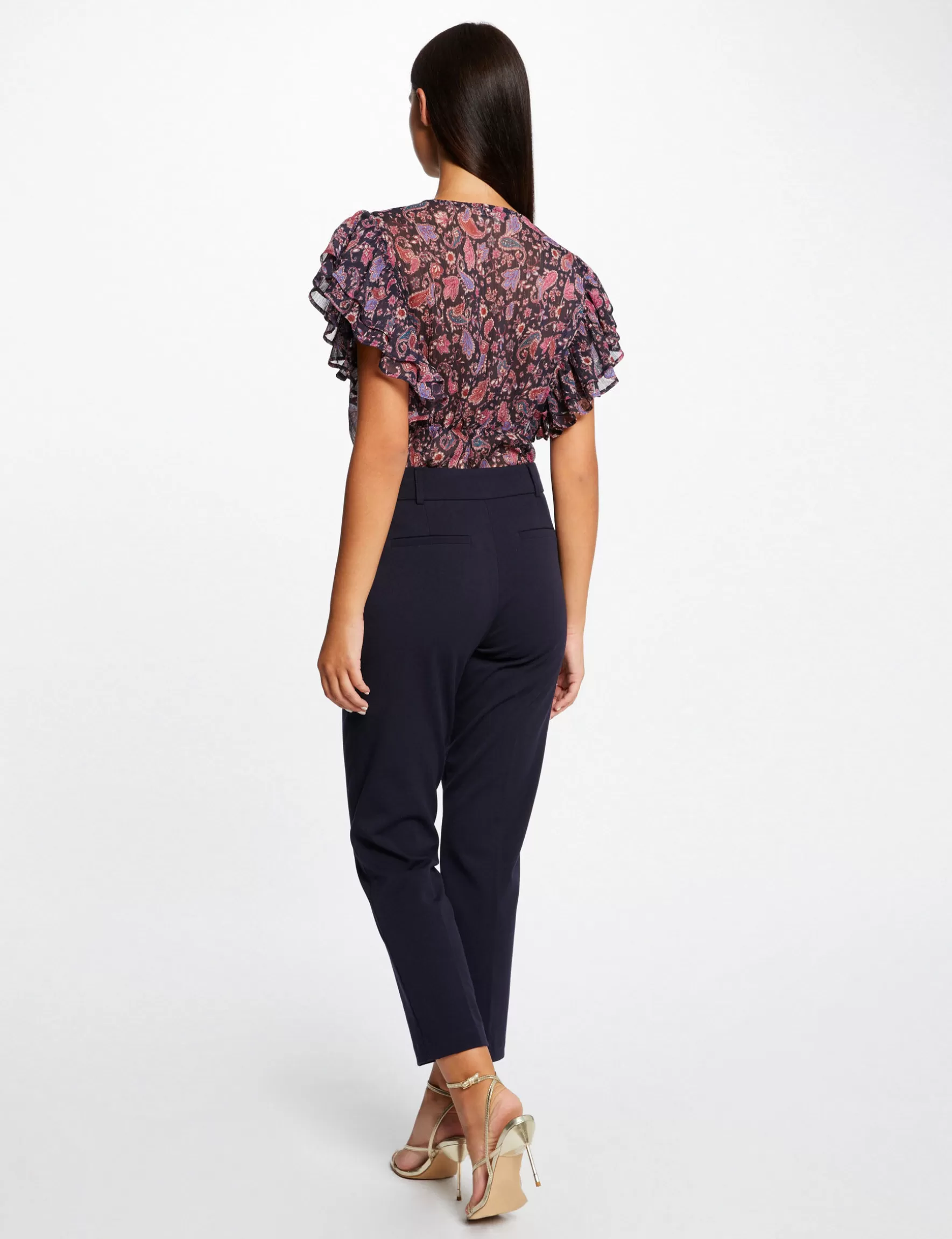 Clothes MORGAN ^Short-sleeved blouse paisley print ladies' navy