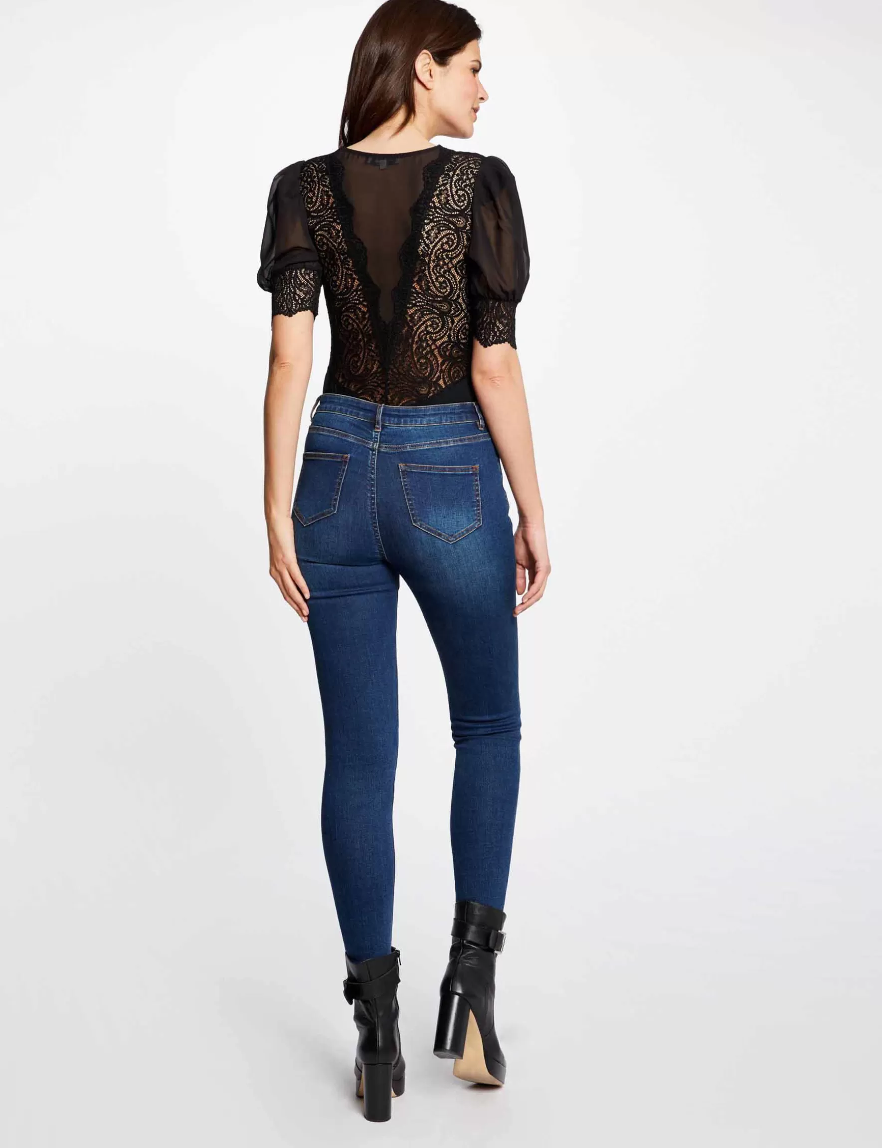 Clothes MORGAN ^Short-sleeved body with lace ladies' black