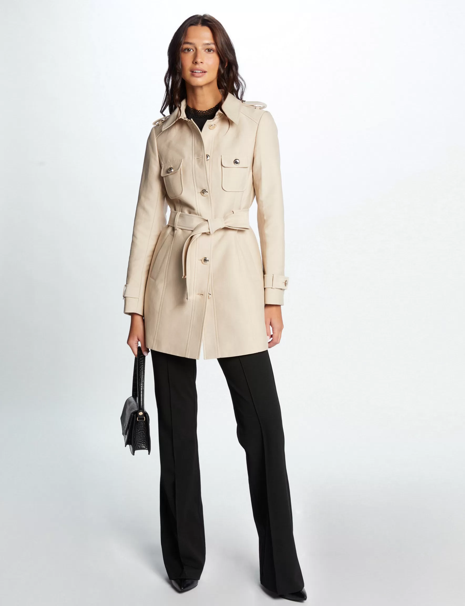 Clothes MORGAN ^Straight belted trenchcoat ladies' beige