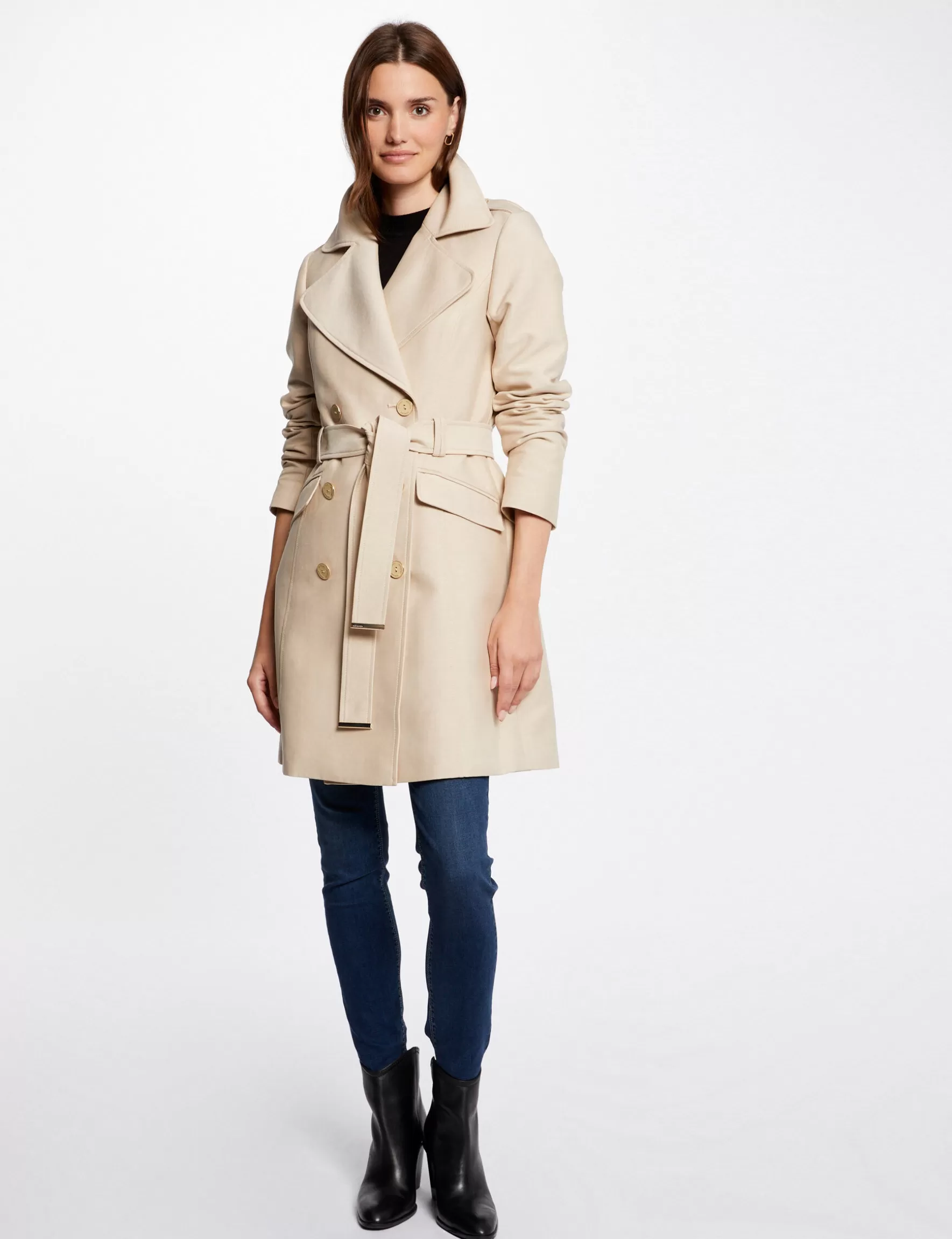 Clothes MORGAN ^Straight belted trenchcoat ladies' beige