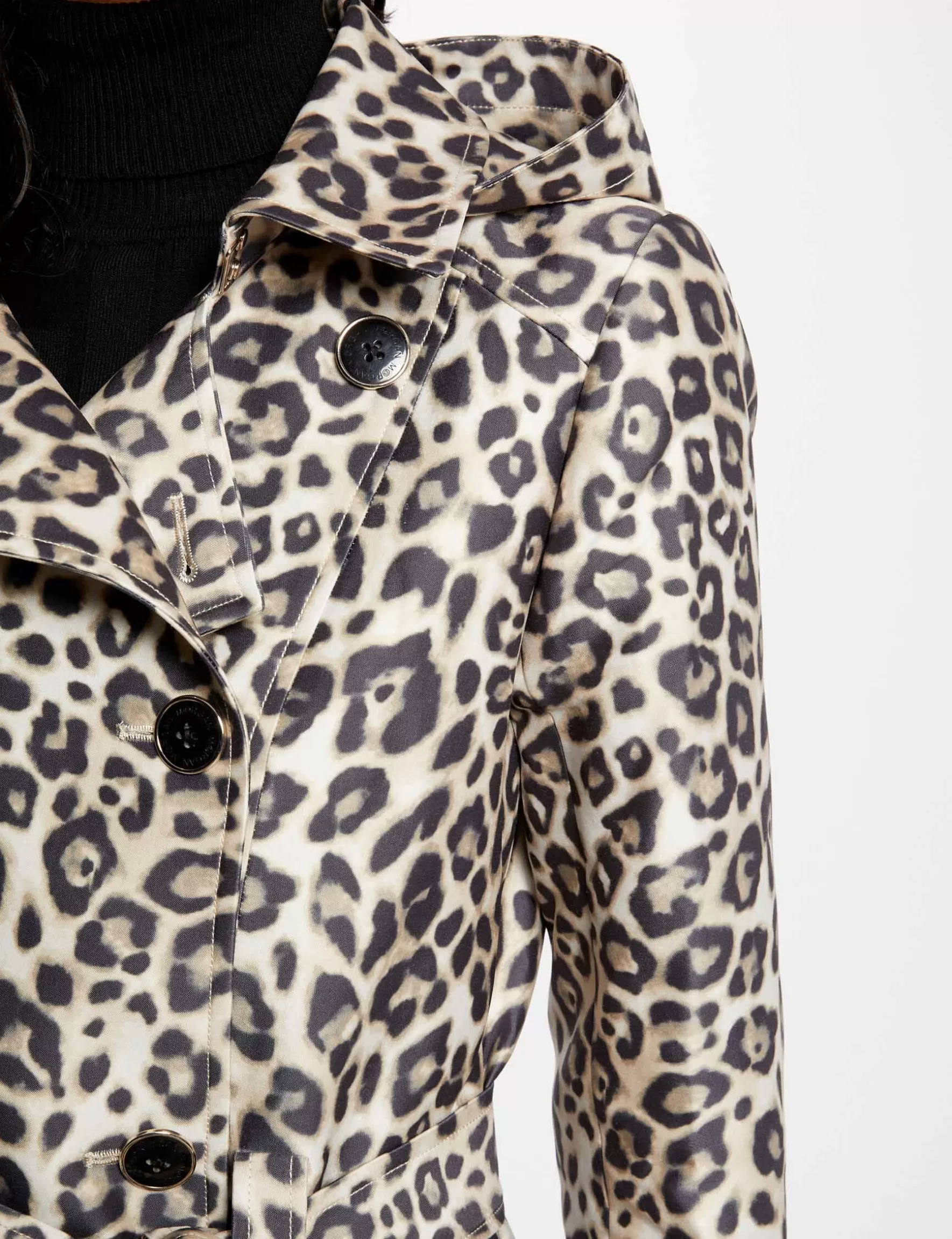 Clothes MORGAN ^Straight belted trenchcoat leopard print ladies' multico