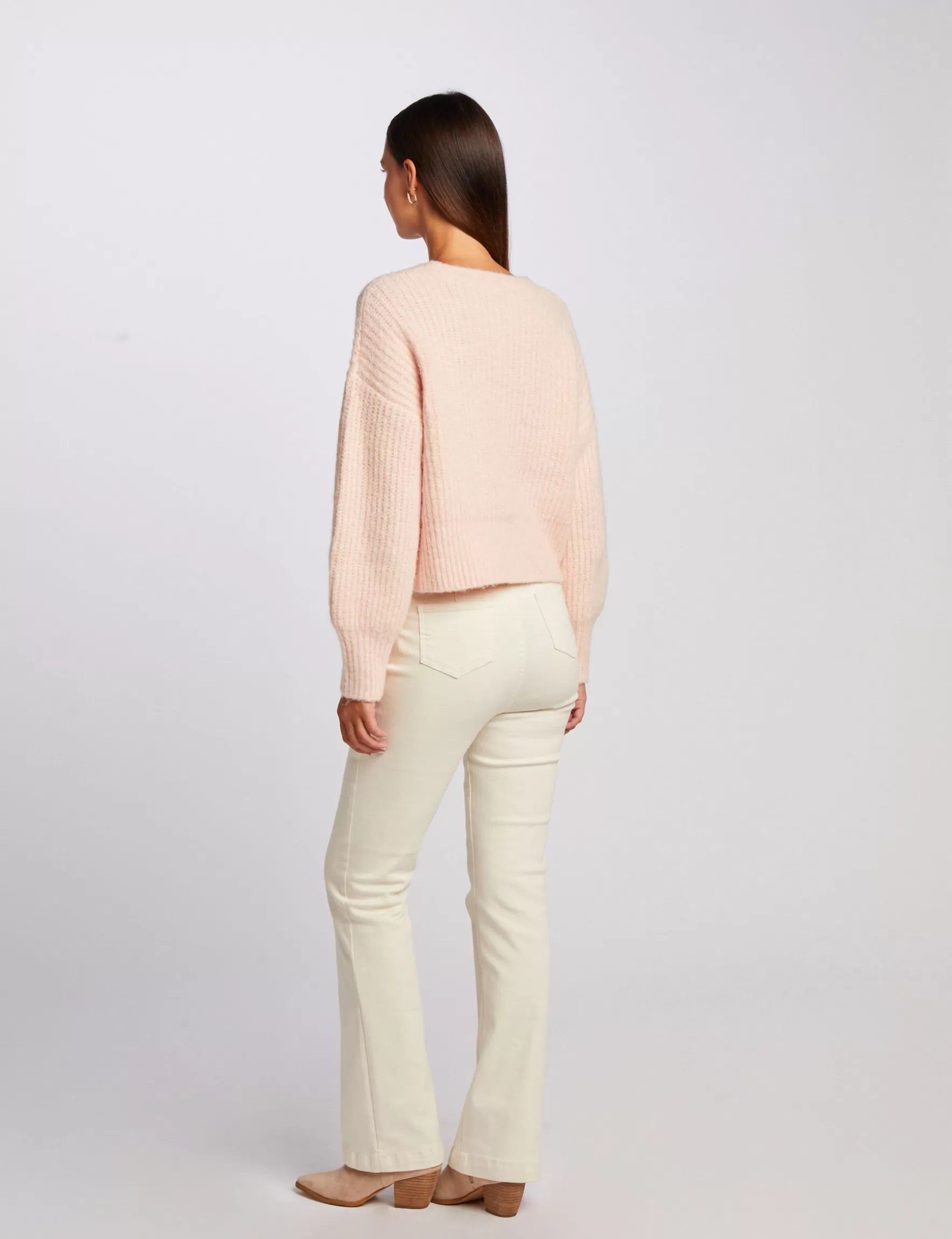 Clothes MORGAN ^Straight buttoned cardigan with V-neck ladies' pink