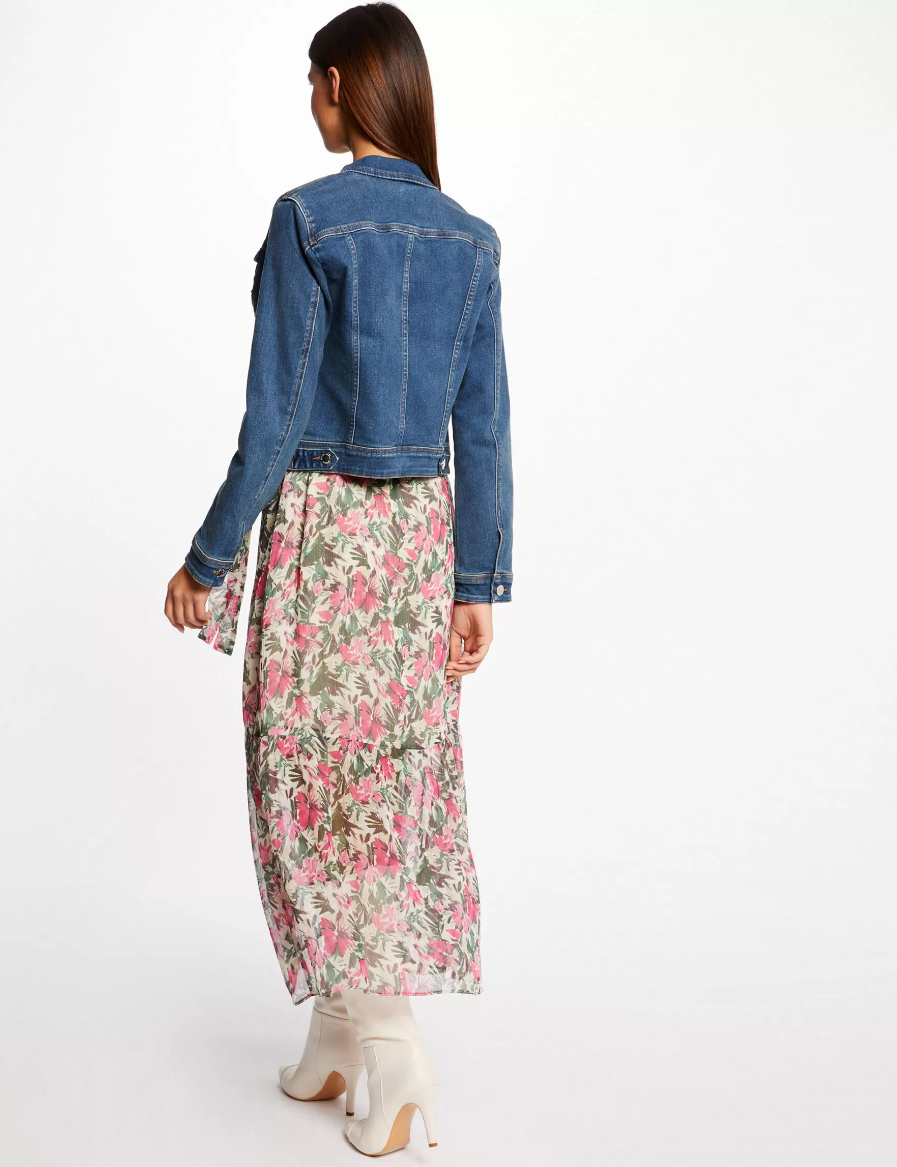 Clothes MORGAN ^Straight buttoned denim jacket stone denim ladies' stone_denim