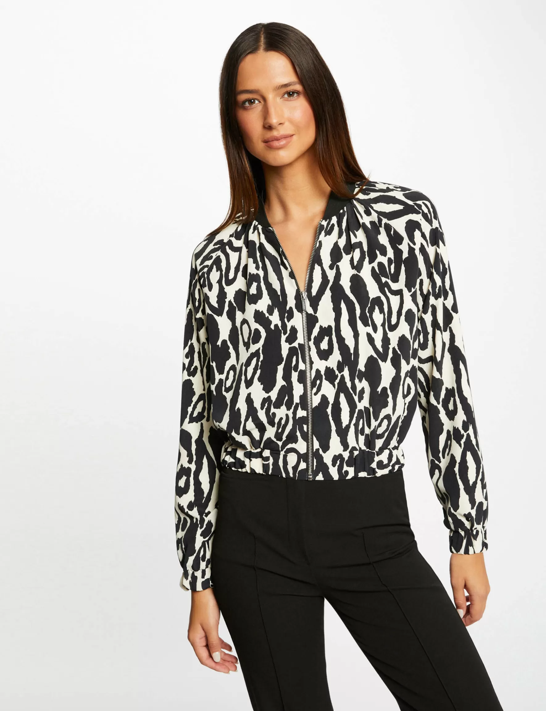 Clothes MORGAN ^Straight jacket with animal print ladies' multico