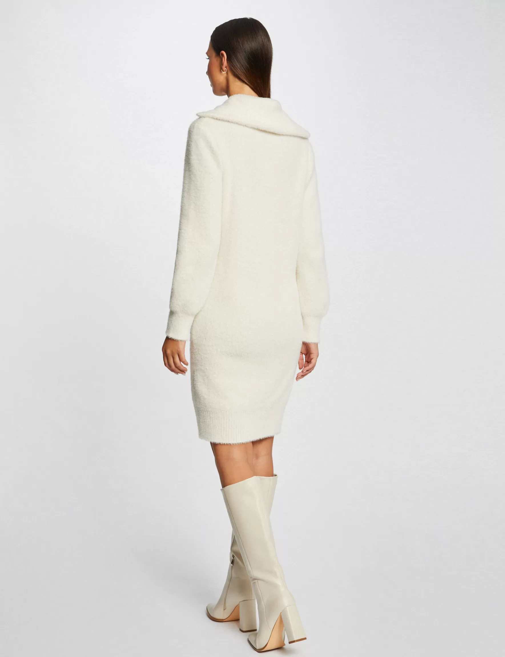 Clothes MORGAN ^Straight jumper dress zipped-rollneck ladies' ivory