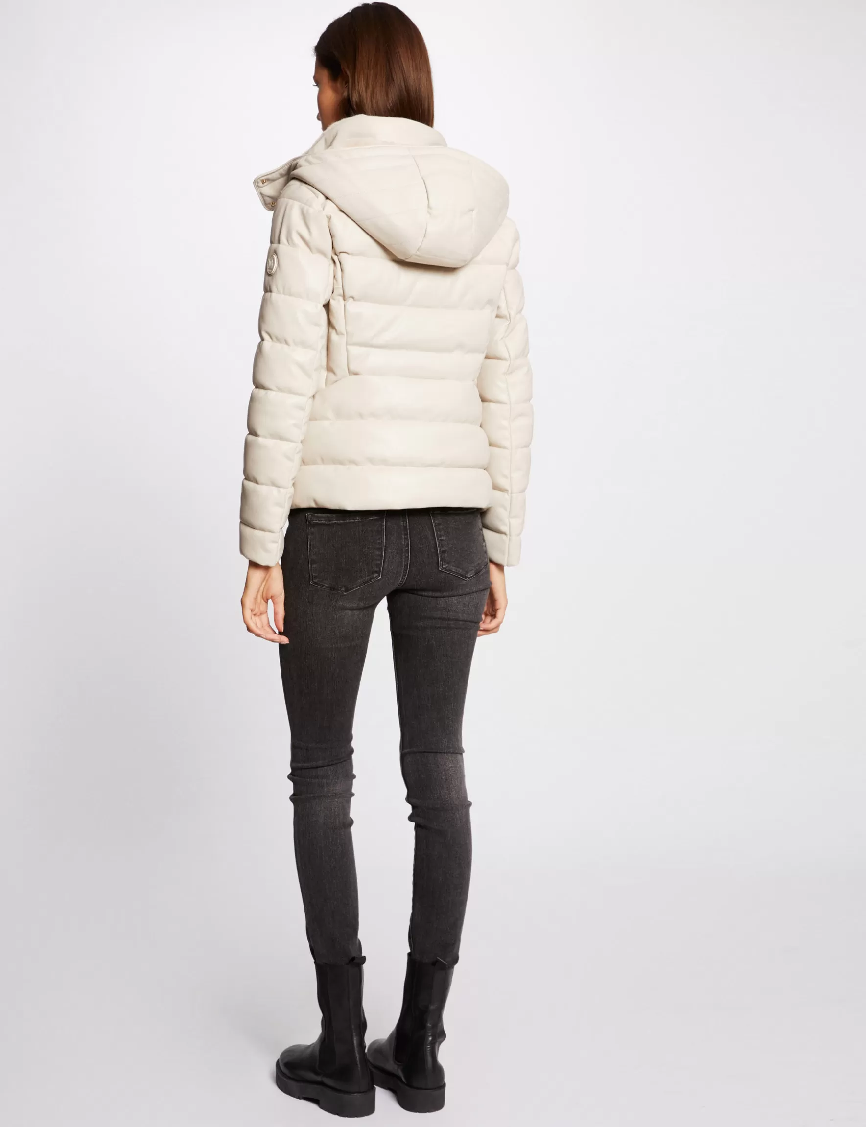 Clothes MORGAN ^Straight padded jacket with hood ladies' ivory