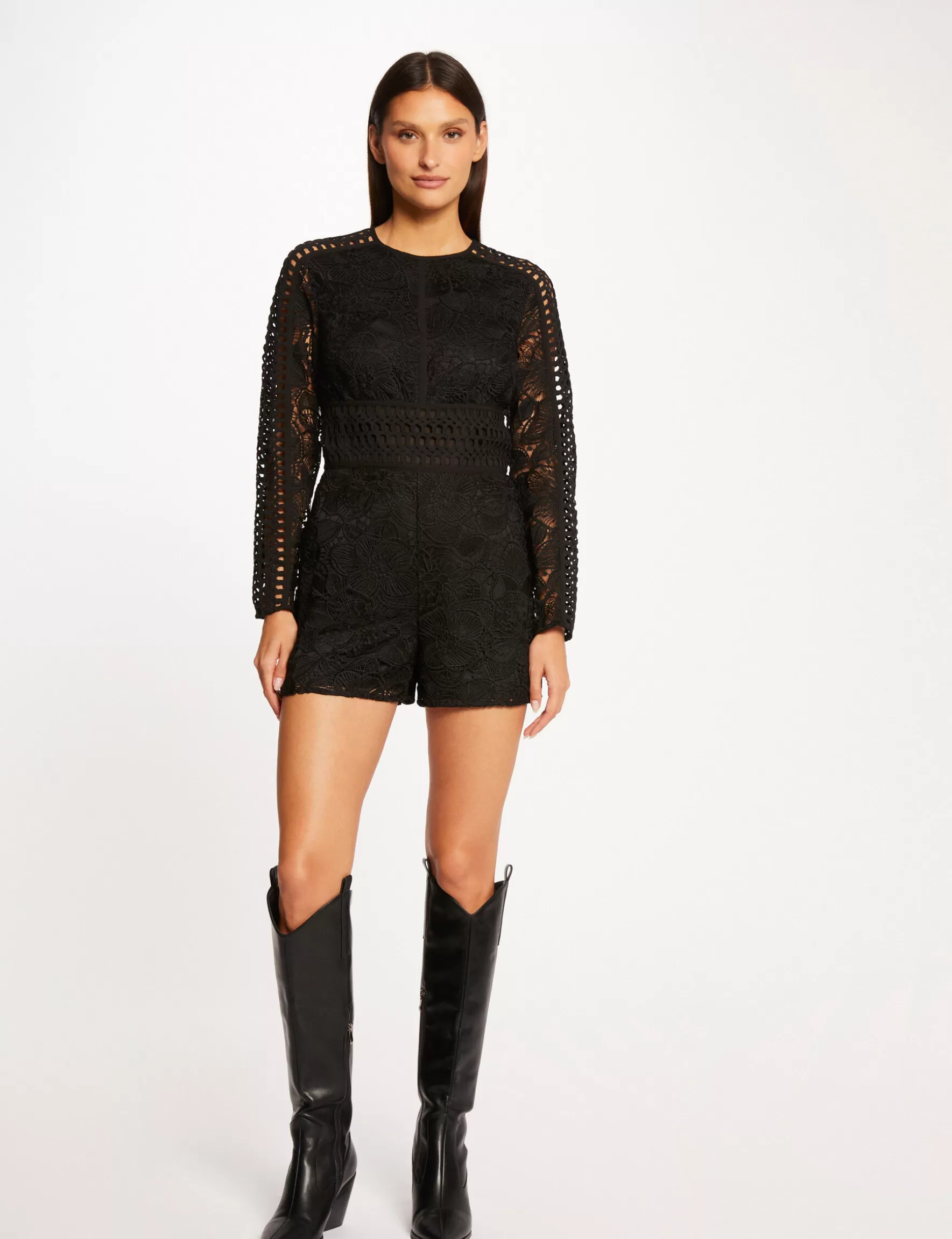 Clothes MORGAN ^Straight playsuit in lace ladies' black