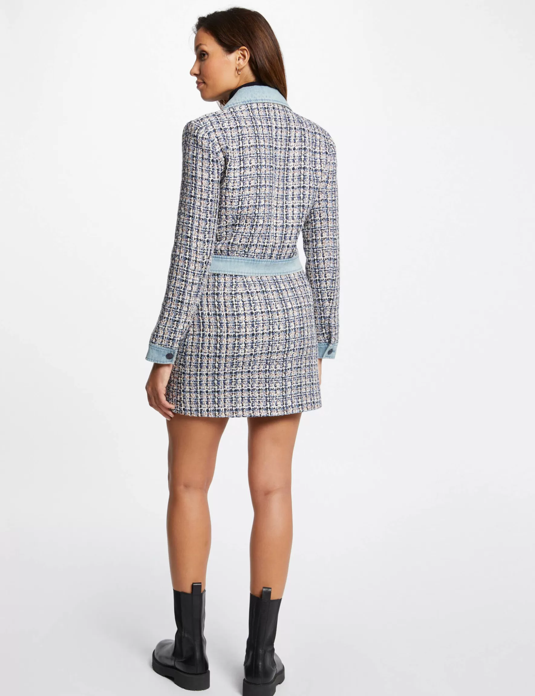 Clothes MORGAN ^Straight tweed jacket with denim details ladies' multico