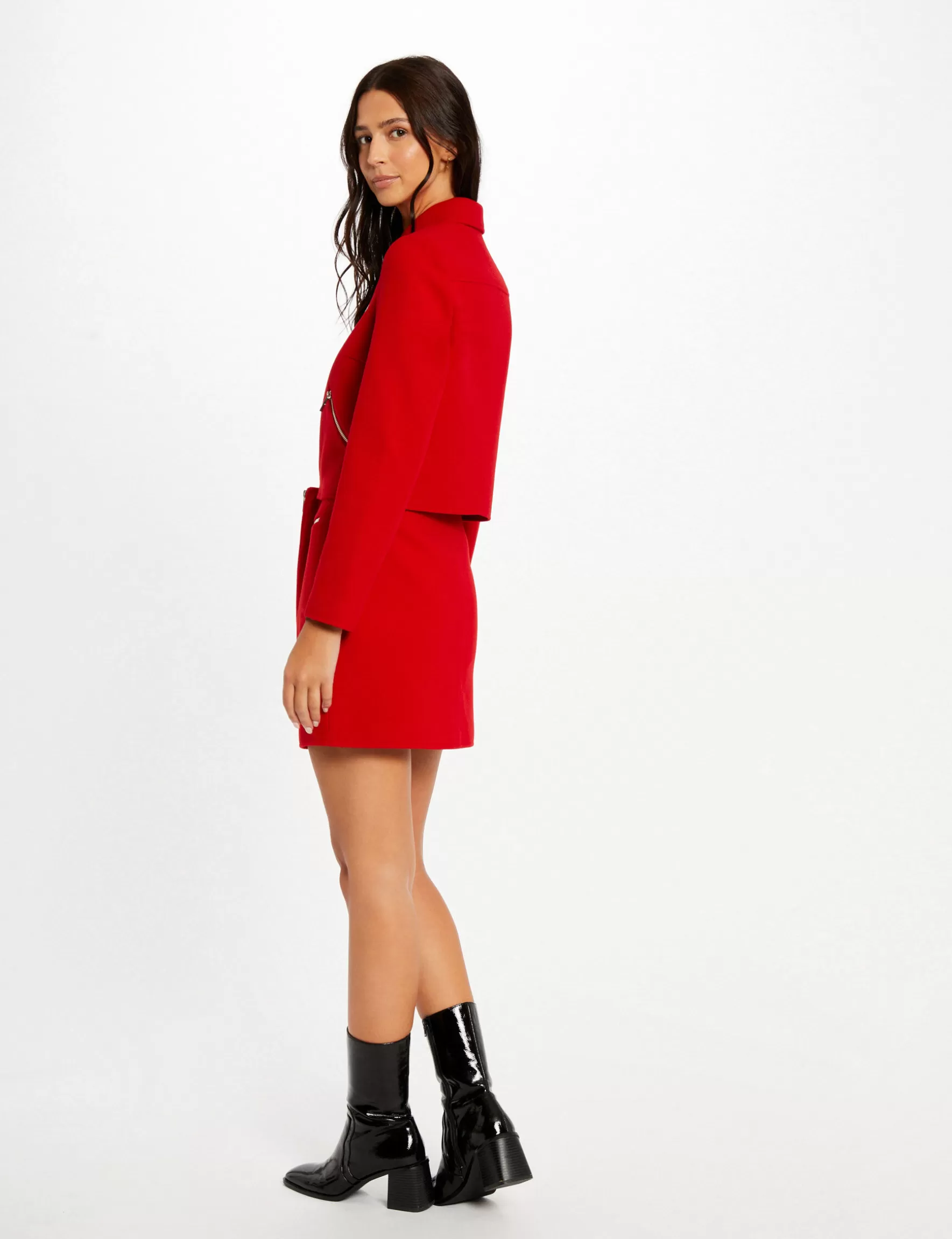 Clothes MORGAN ^Straight zipped skirt ladies' red