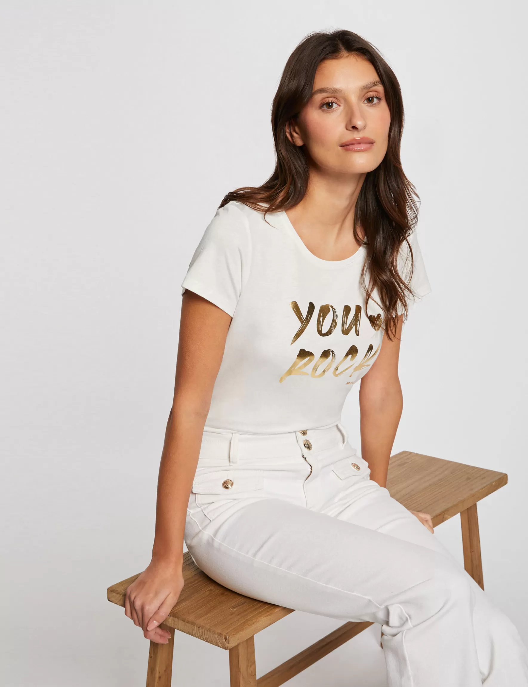 Clothes MORGAN ^T-shirt with message ladies' ecru