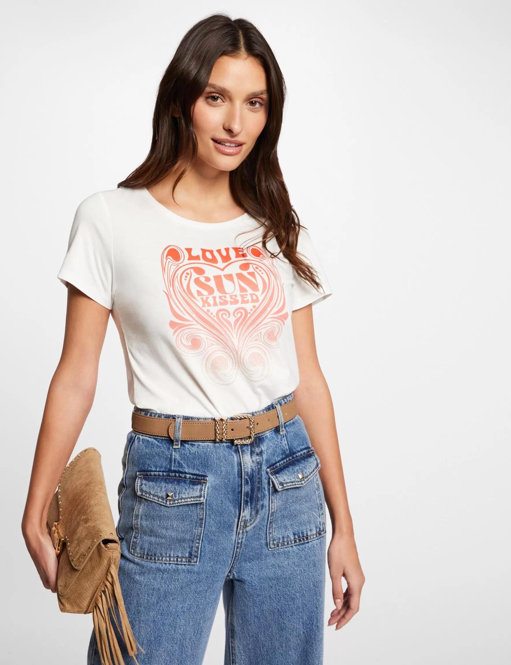 Clothes MORGAN ^T-shirt with message ladies' ecru