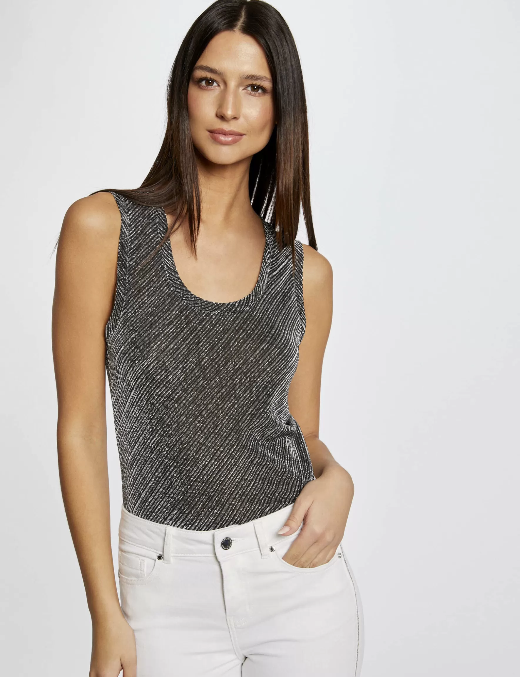 Clothes MORGAN ^Vest top wide straps with round neck ladies' silver