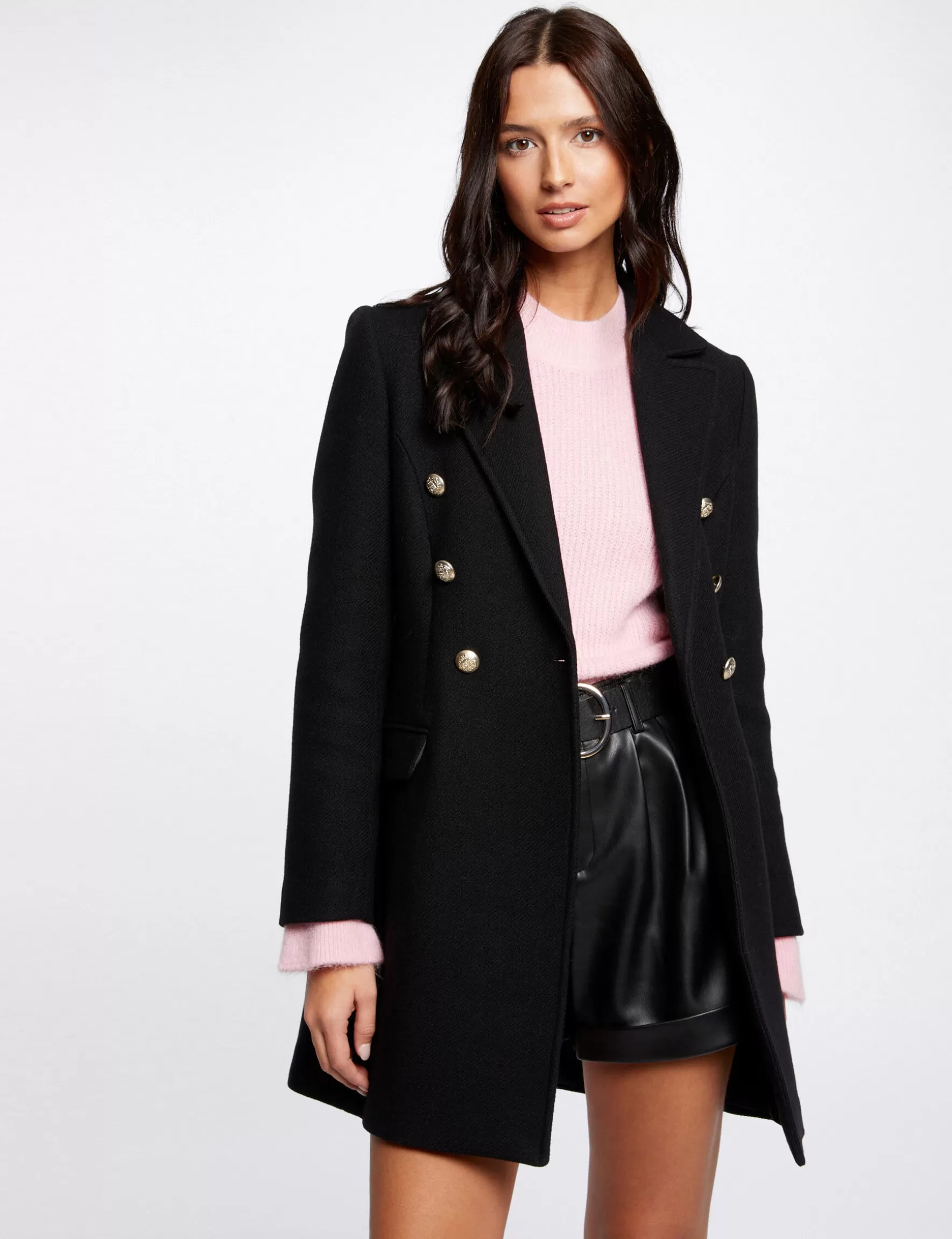 Clothes MORGAN ^Waisted coat with buttons ladies' black