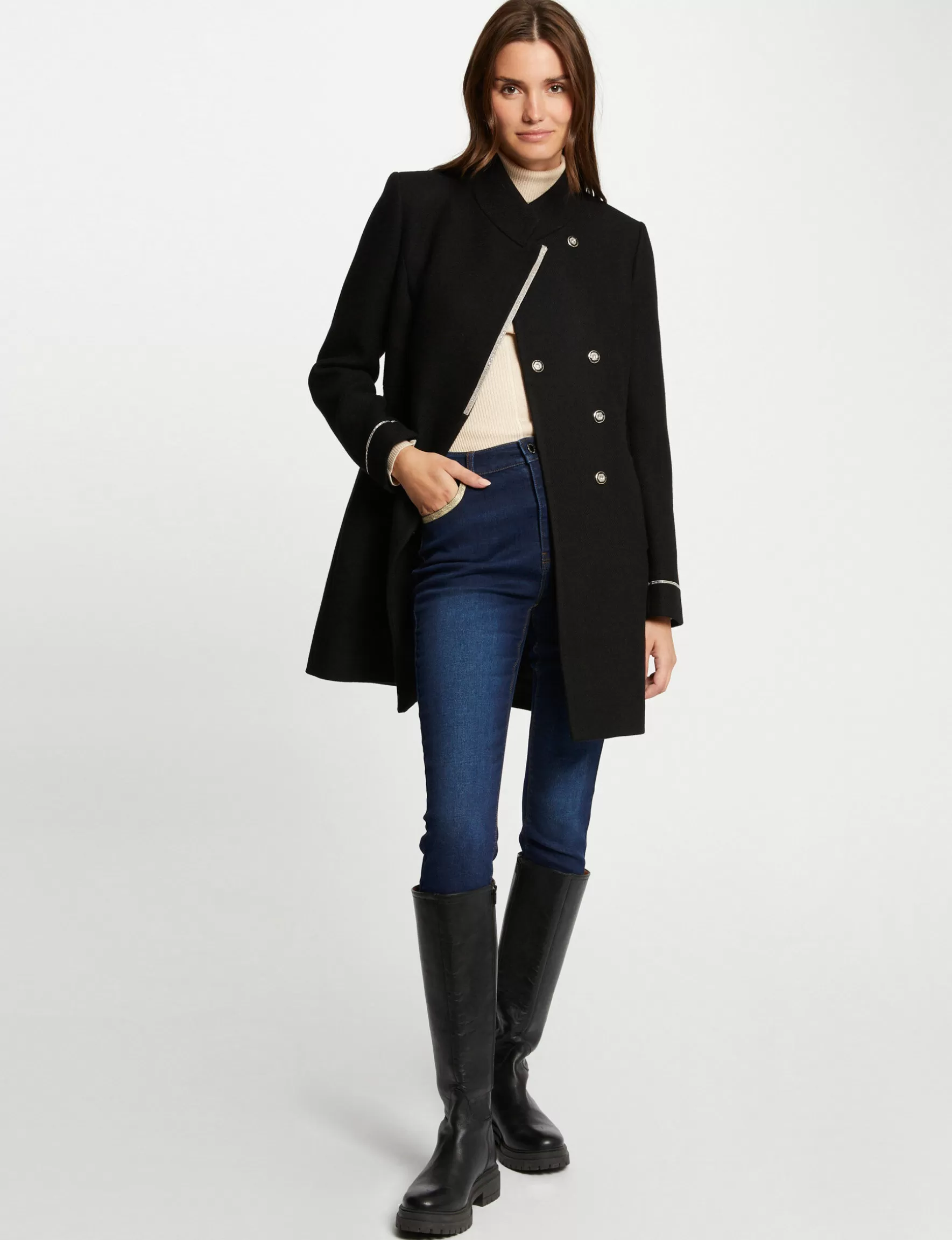 Clothes MORGAN ^Waisted coat with jewelled details ladies' black