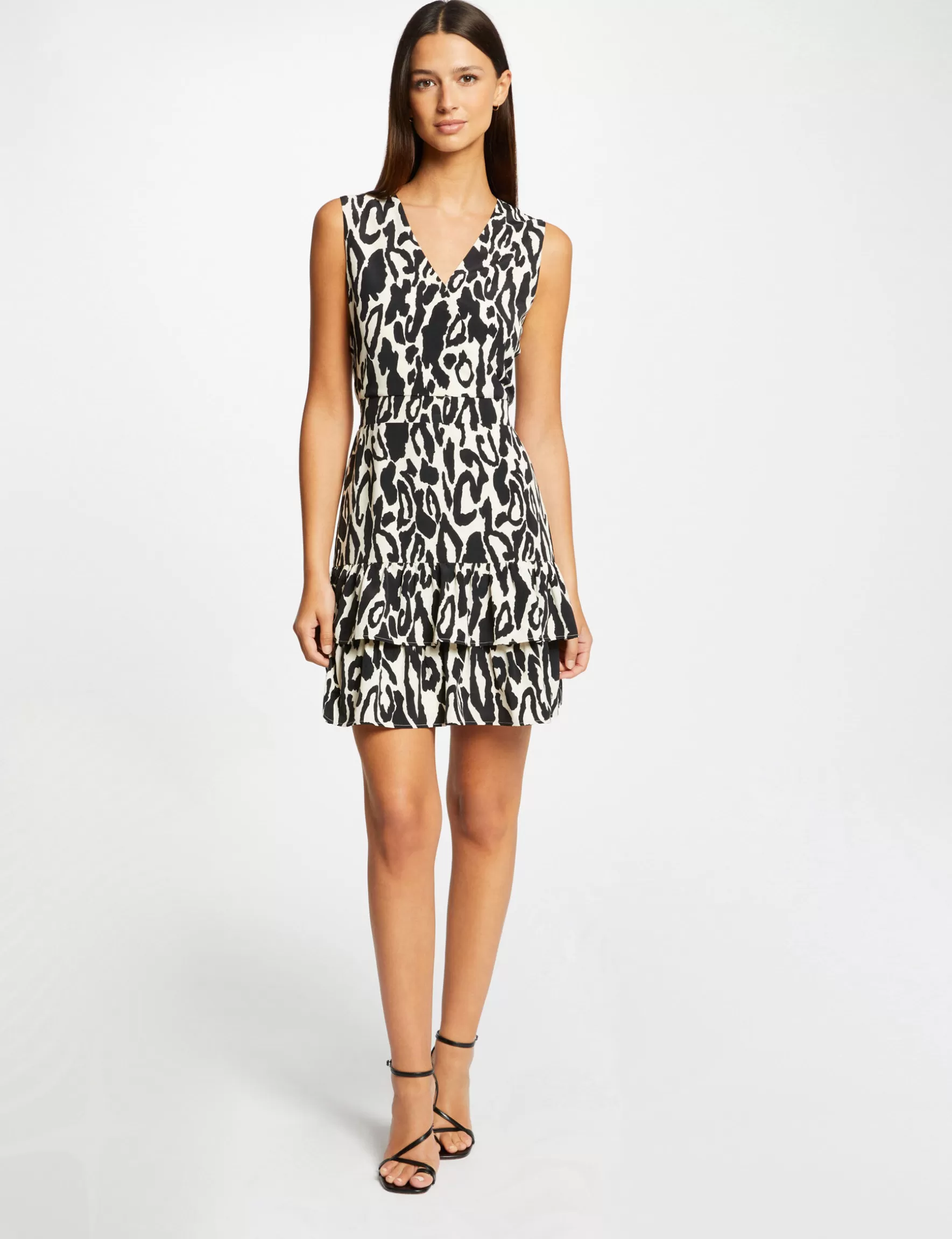 Clothes MORGAN ^Waisted dress with ruffles animal print ladies' multico