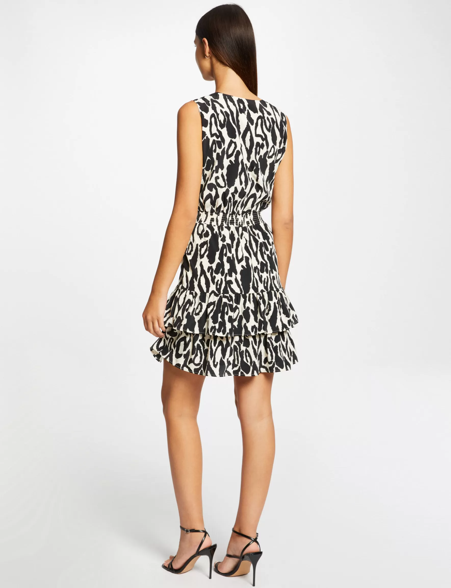 Clothes MORGAN ^Waisted dress with ruffles animal print ladies' multico