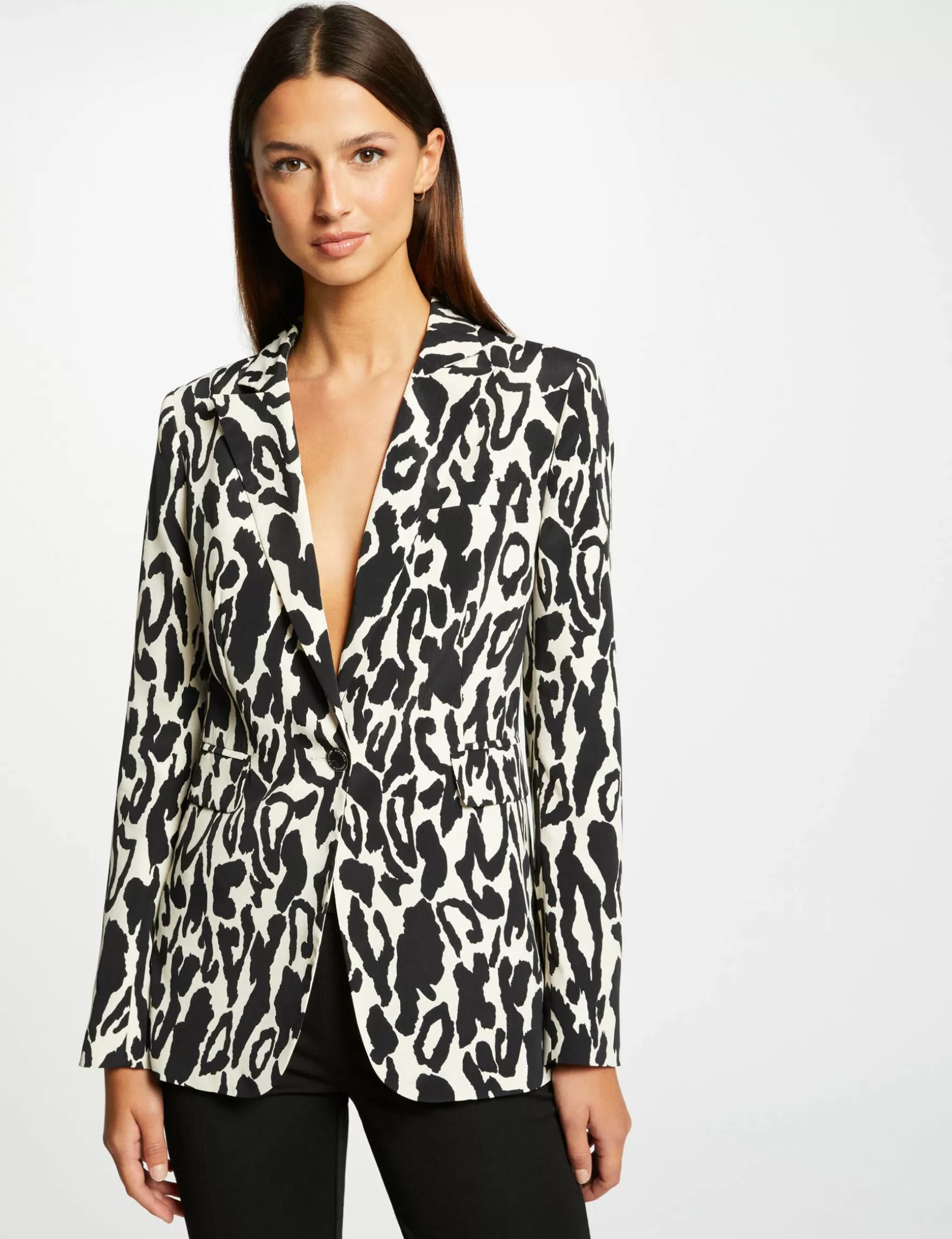 Clothes MORGAN ^Waisted jacket with animal print ladies' multico