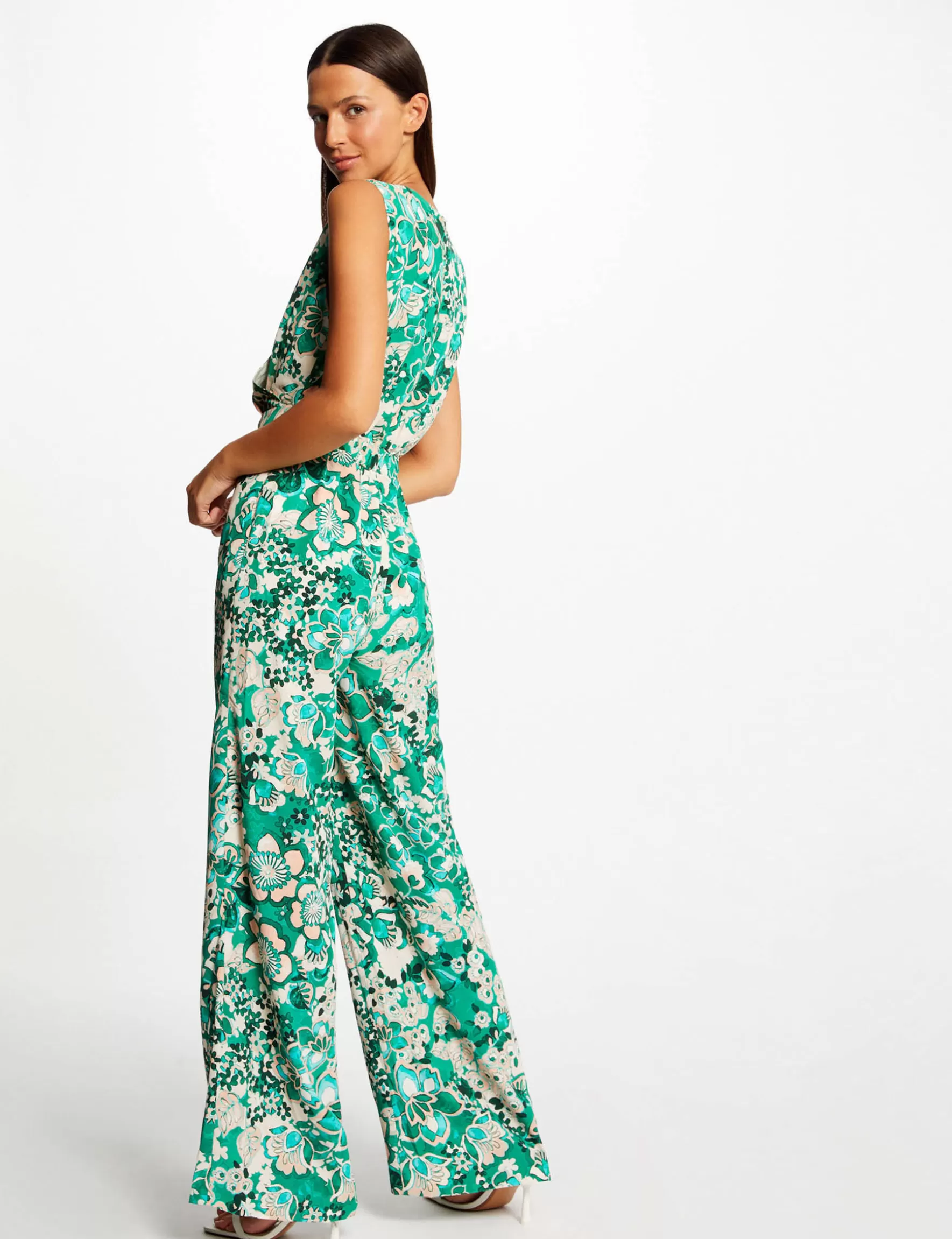 Clothes MORGAN ^Wide leg jumpsuit vegetal print ladies' multico