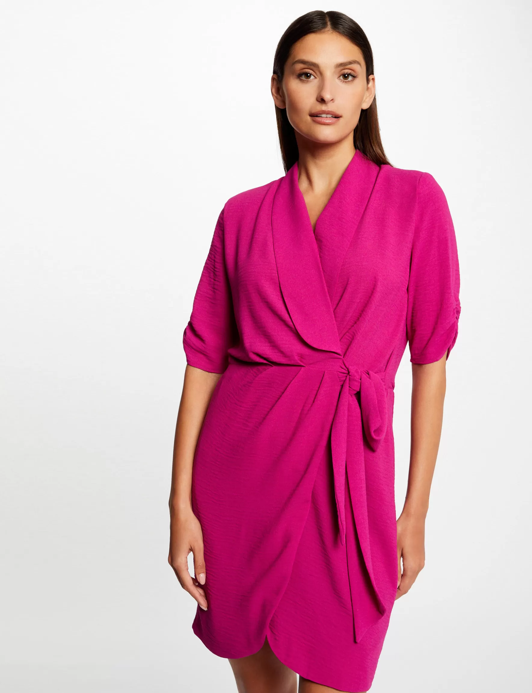 Clothes MORGAN ^Wrap dress with 3/4-length sleeves ladies' raspberry