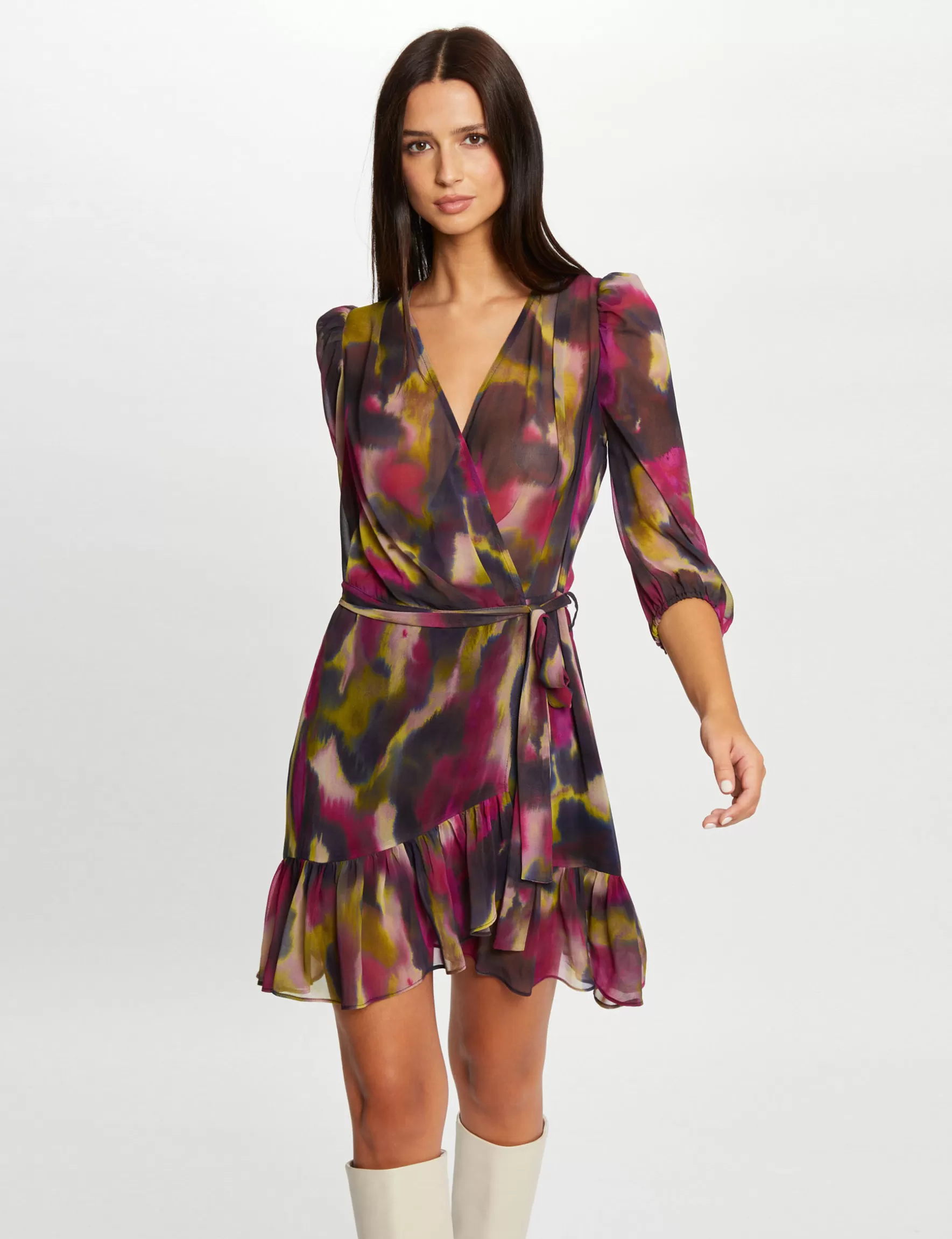 Clothes MORGAN ^Wrap dress with abstract print ladies' multico