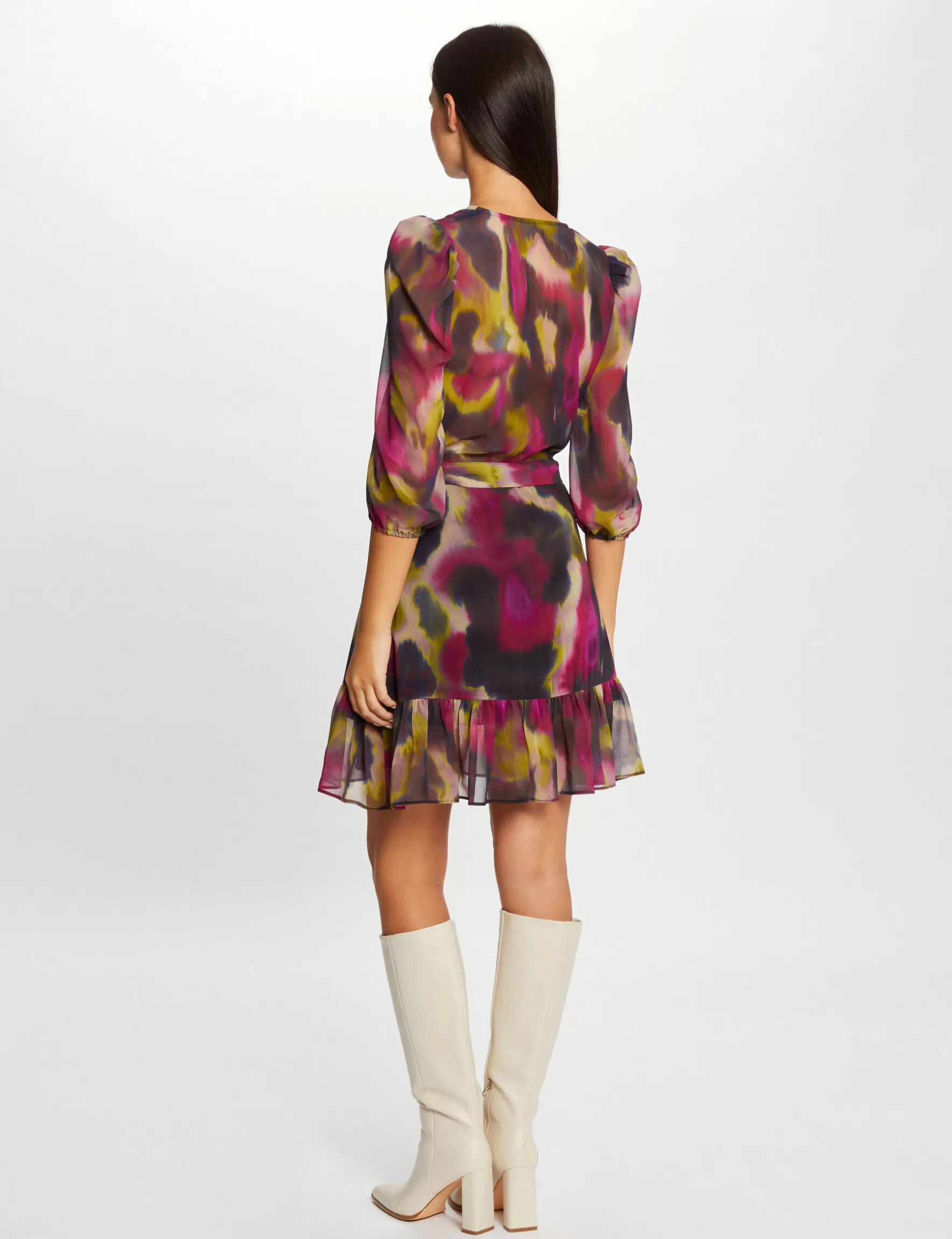 Clothes MORGAN ^Wrap dress with abstract print ladies' multico