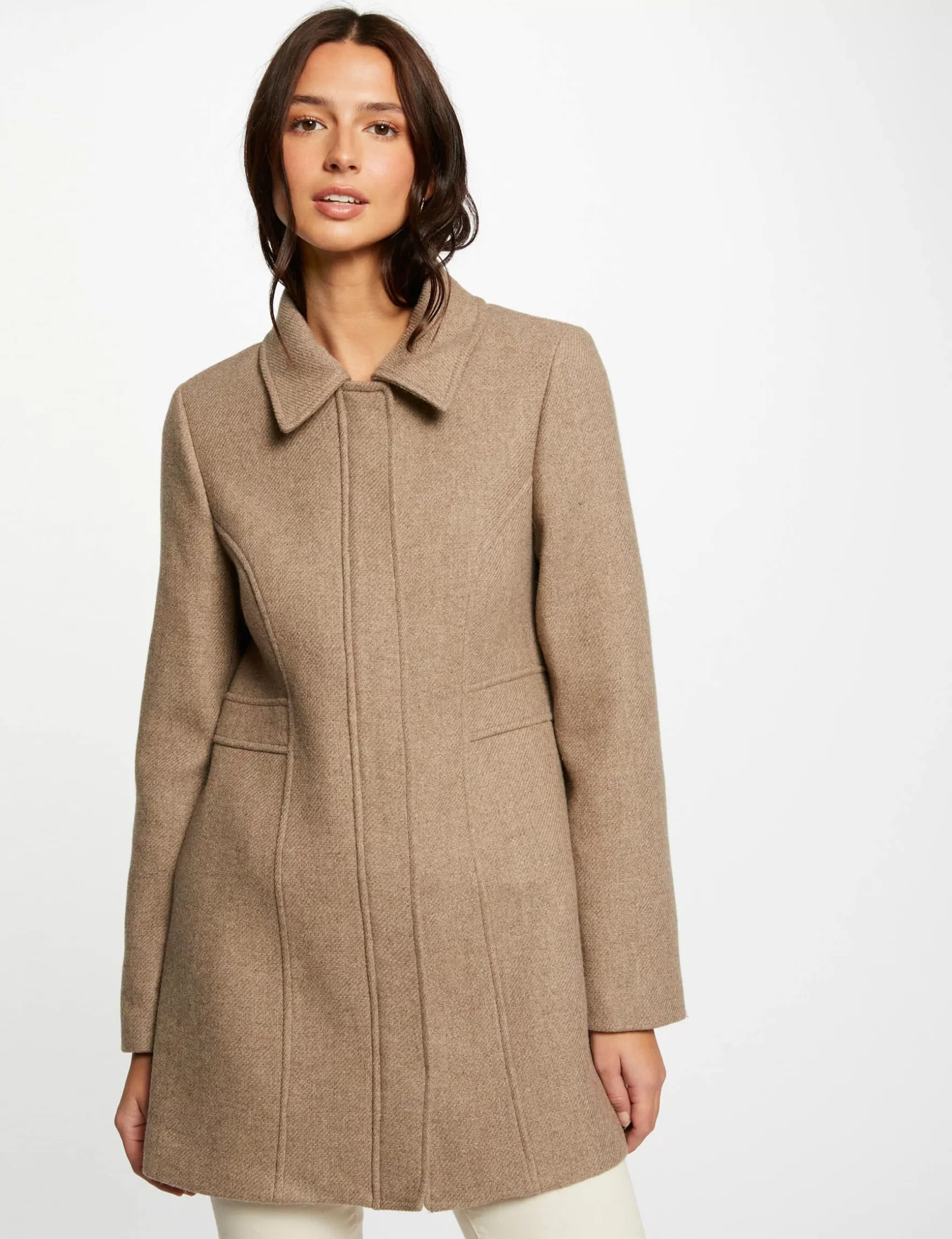 Clothes MORGAN ^Zipped waisted coat ladies' beige