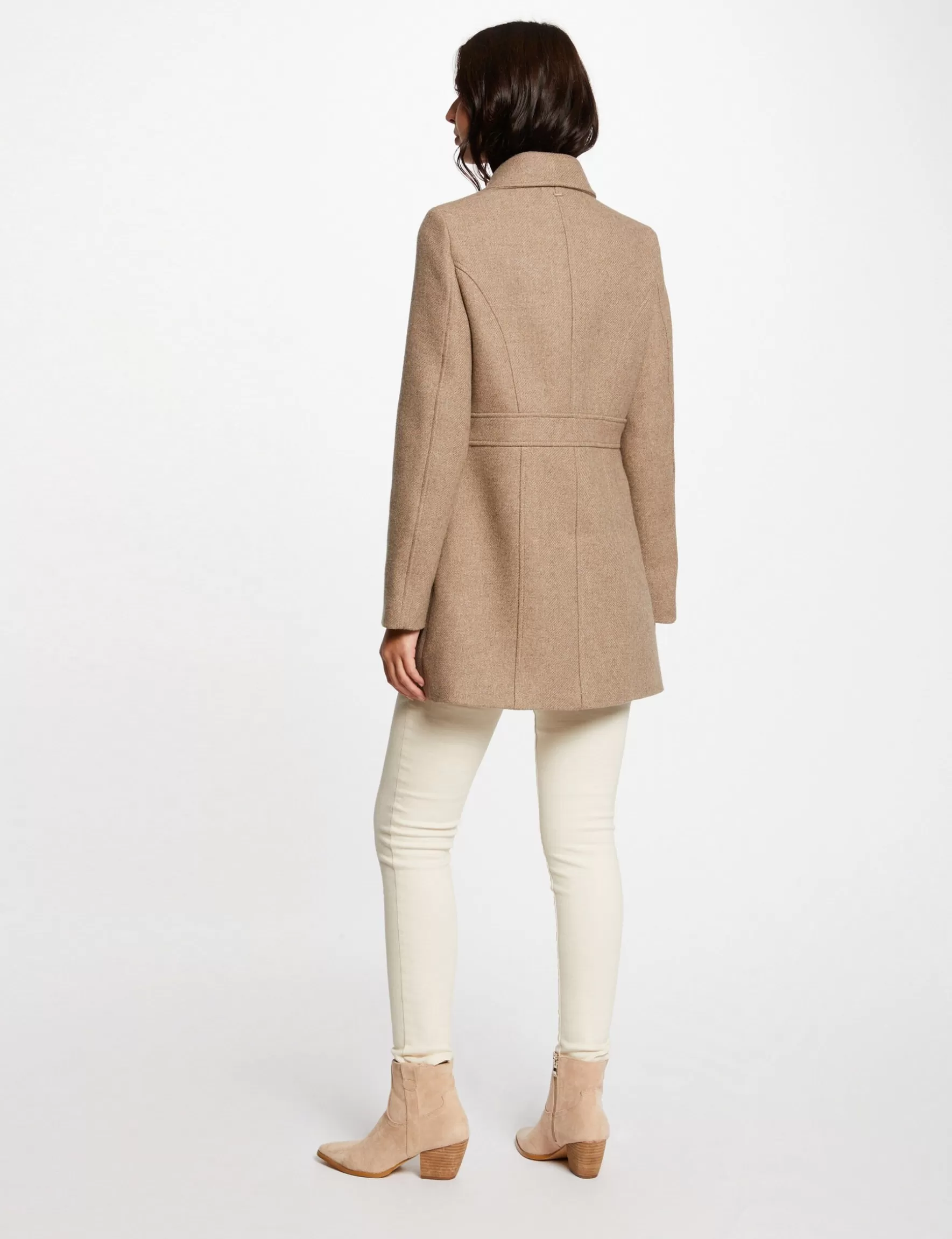 Clothes MORGAN ^Zipped waisted coat ladies' beige